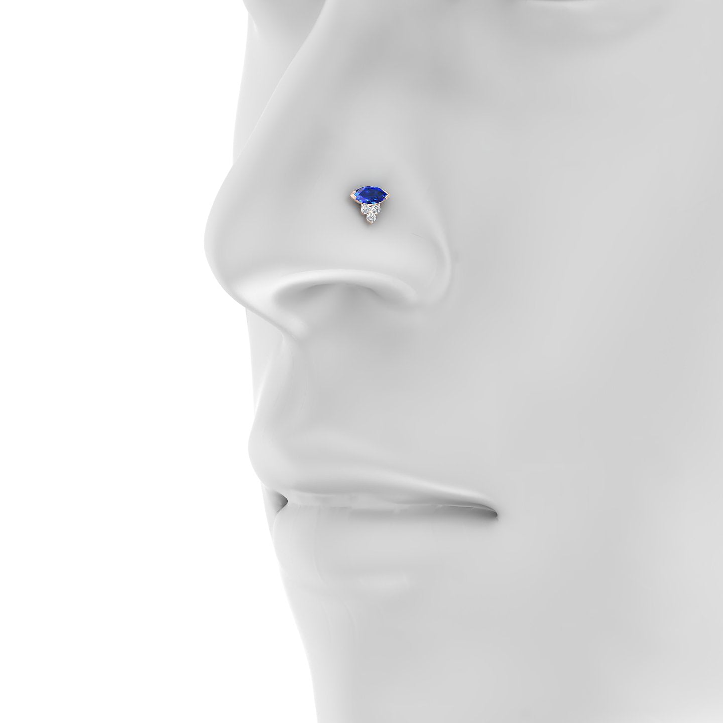 Oya | 18k Rose Gold 5 mm 7 mm Sapphire & Diamond Nostril Piercing