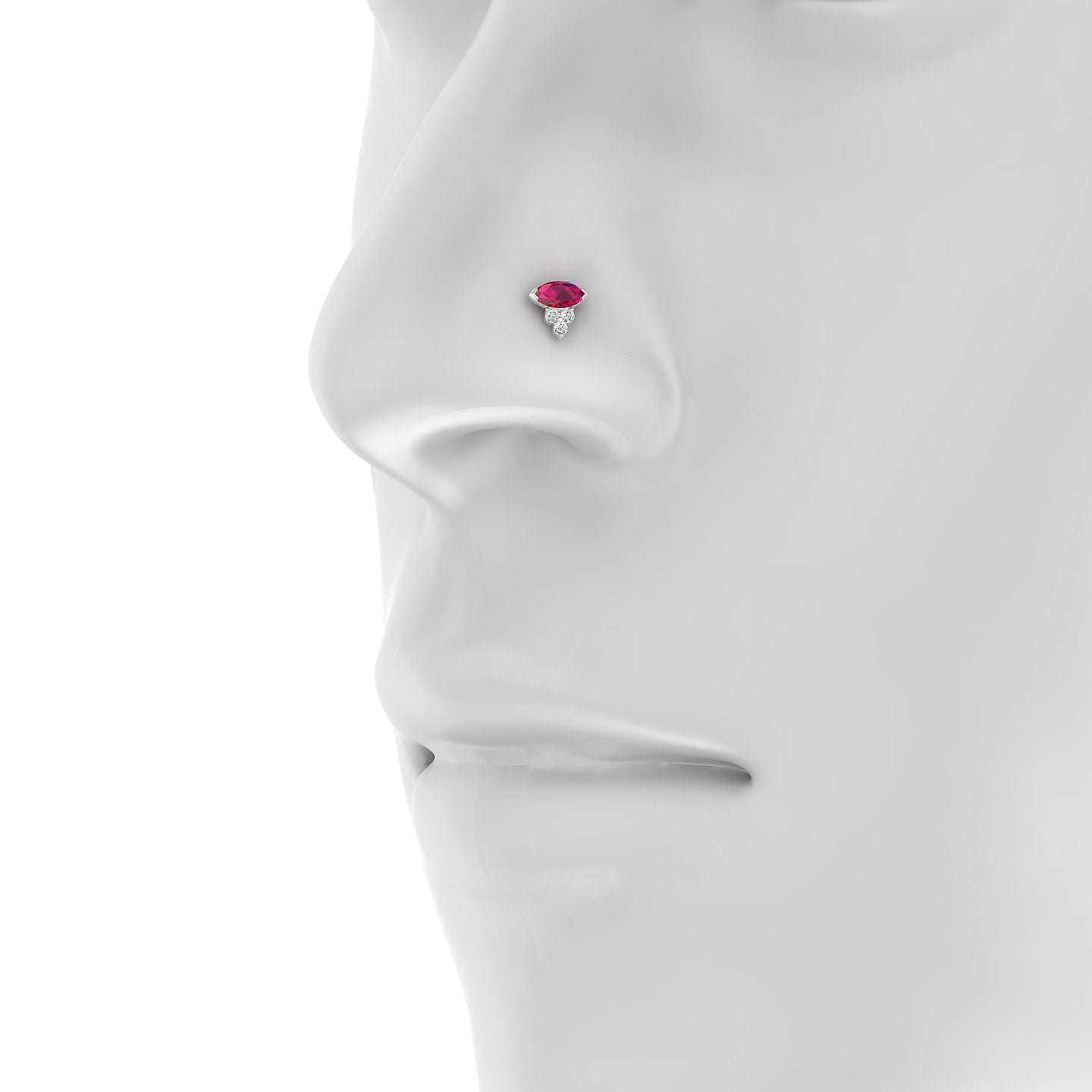 Oya | 18k White Gold 5 mm 7 mm Ruby & Diamond Nostril Piercing