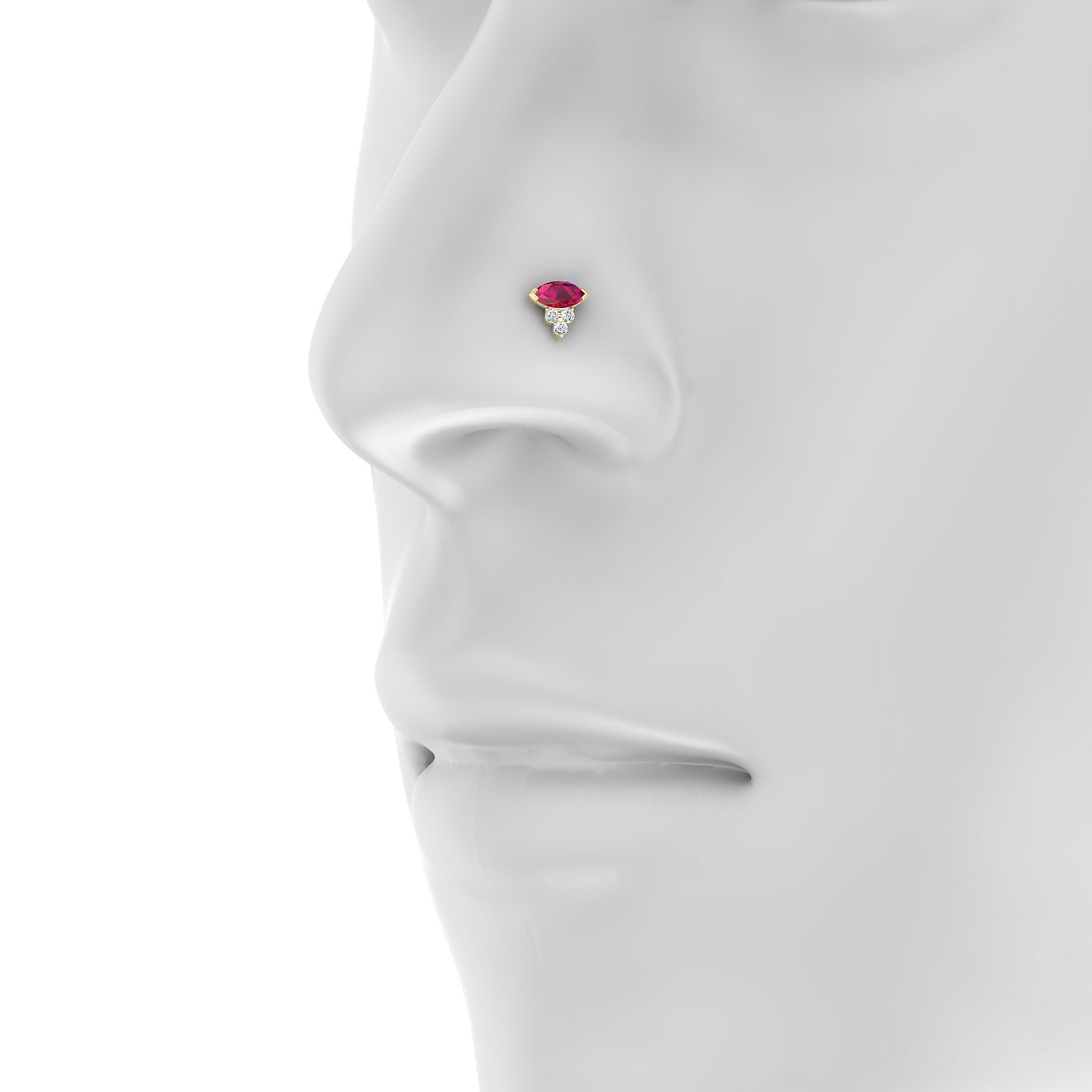 Oya | 18k Yellow Gold 5 mm 7 mm Ruby & Diamond Nostril Piercing