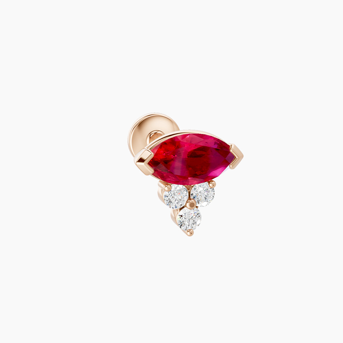 Oya | 18k Rose Gold 5 mm 7 mm Ruby & Diamond Piercing