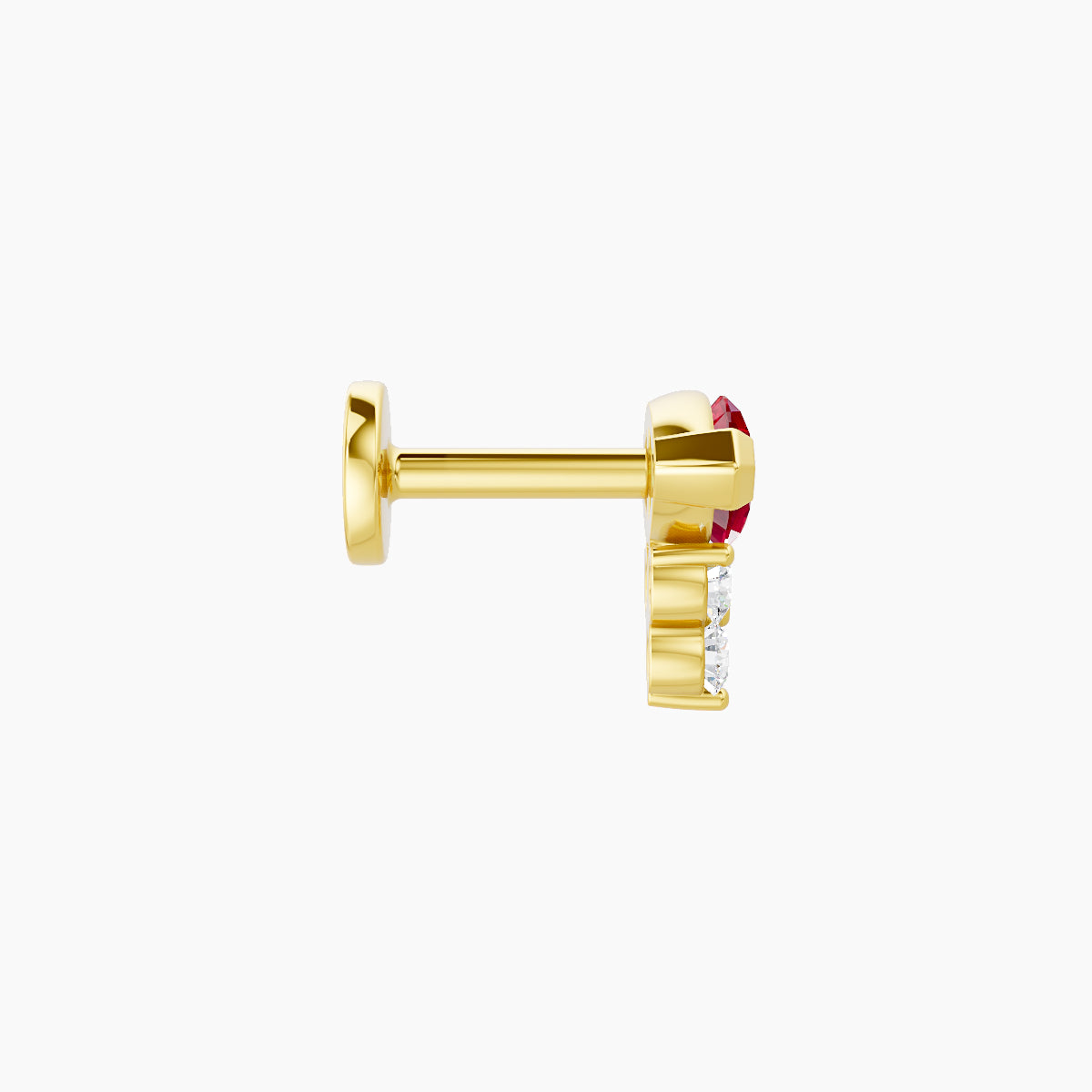 Oya | 18k Yellow Gold 5 mm 7 mm Ruby & Diamond Piercing
