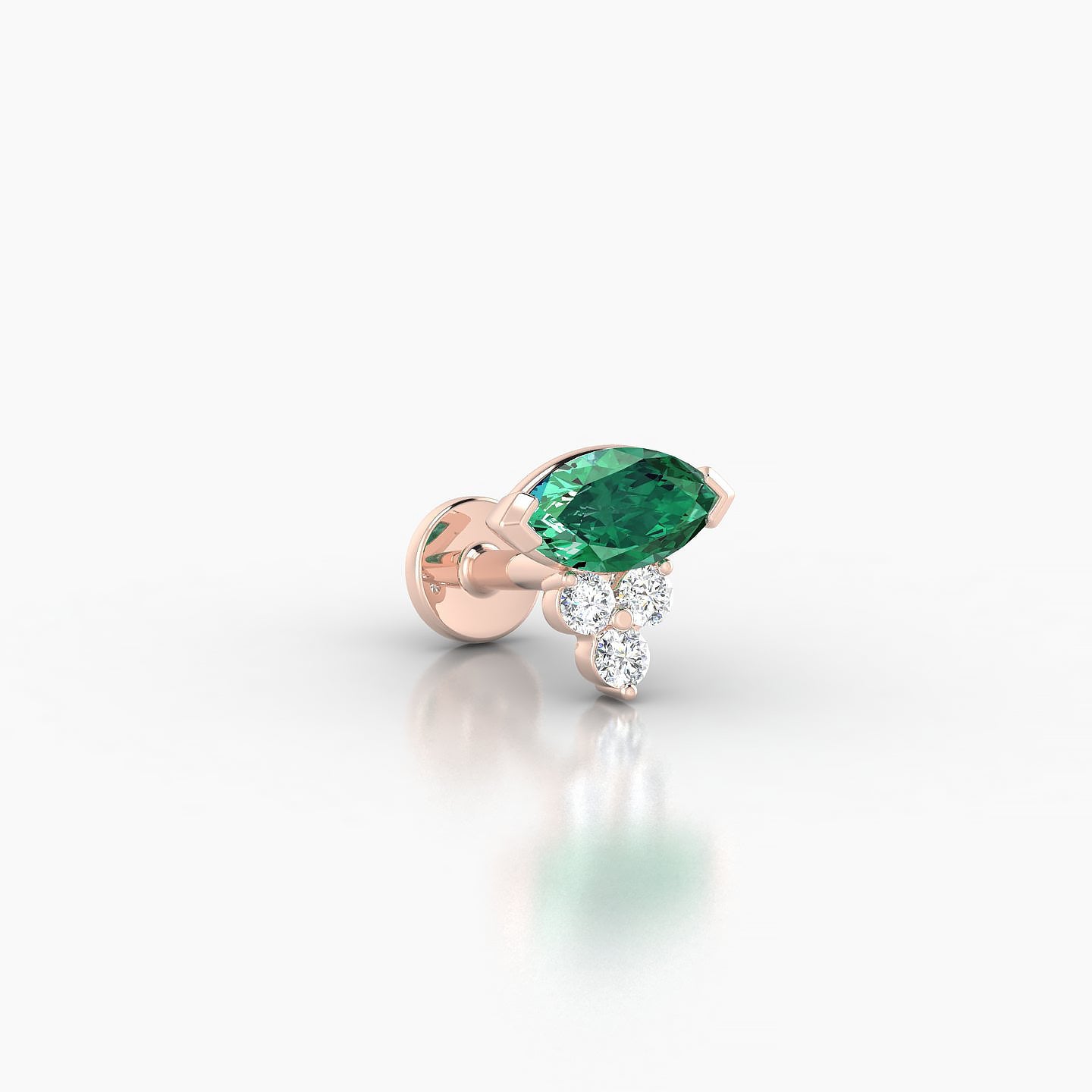 Oya | 18k Rose Gold 5 mm 7 mm Emerald & Diamond Piercing