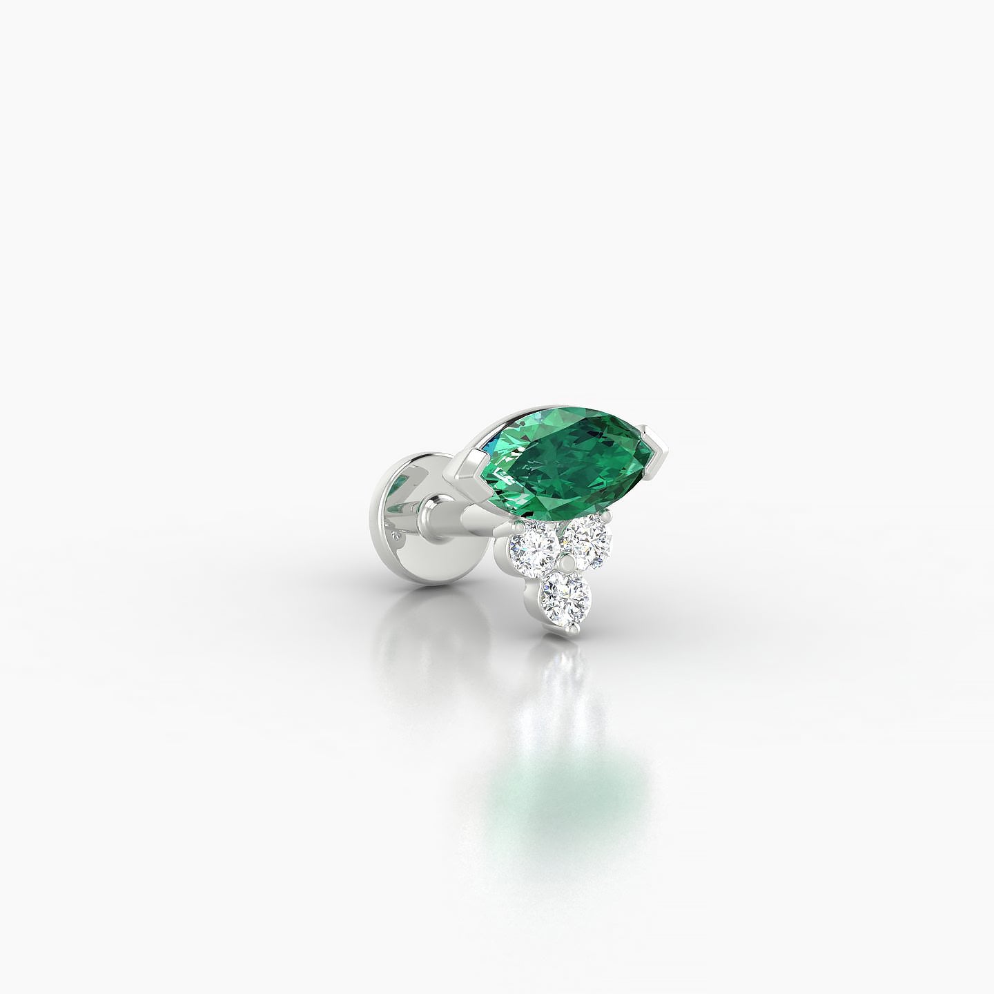 Oya | 18k White Gold 5 mm 7 mm Emerald & Diamond Piercing