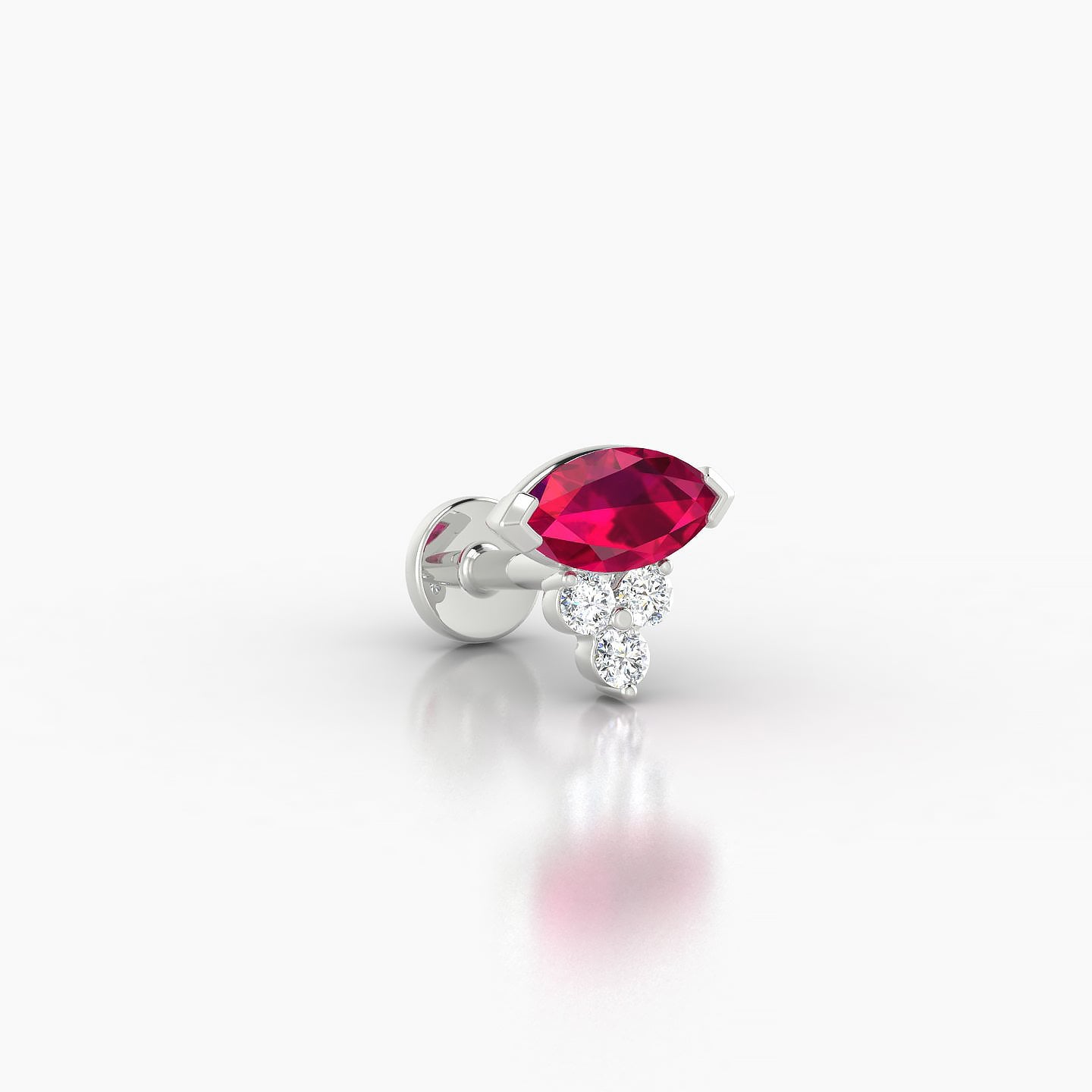 Oya | 18k White Gold 5 mm 7 mm Ruby & Diamond Piercing