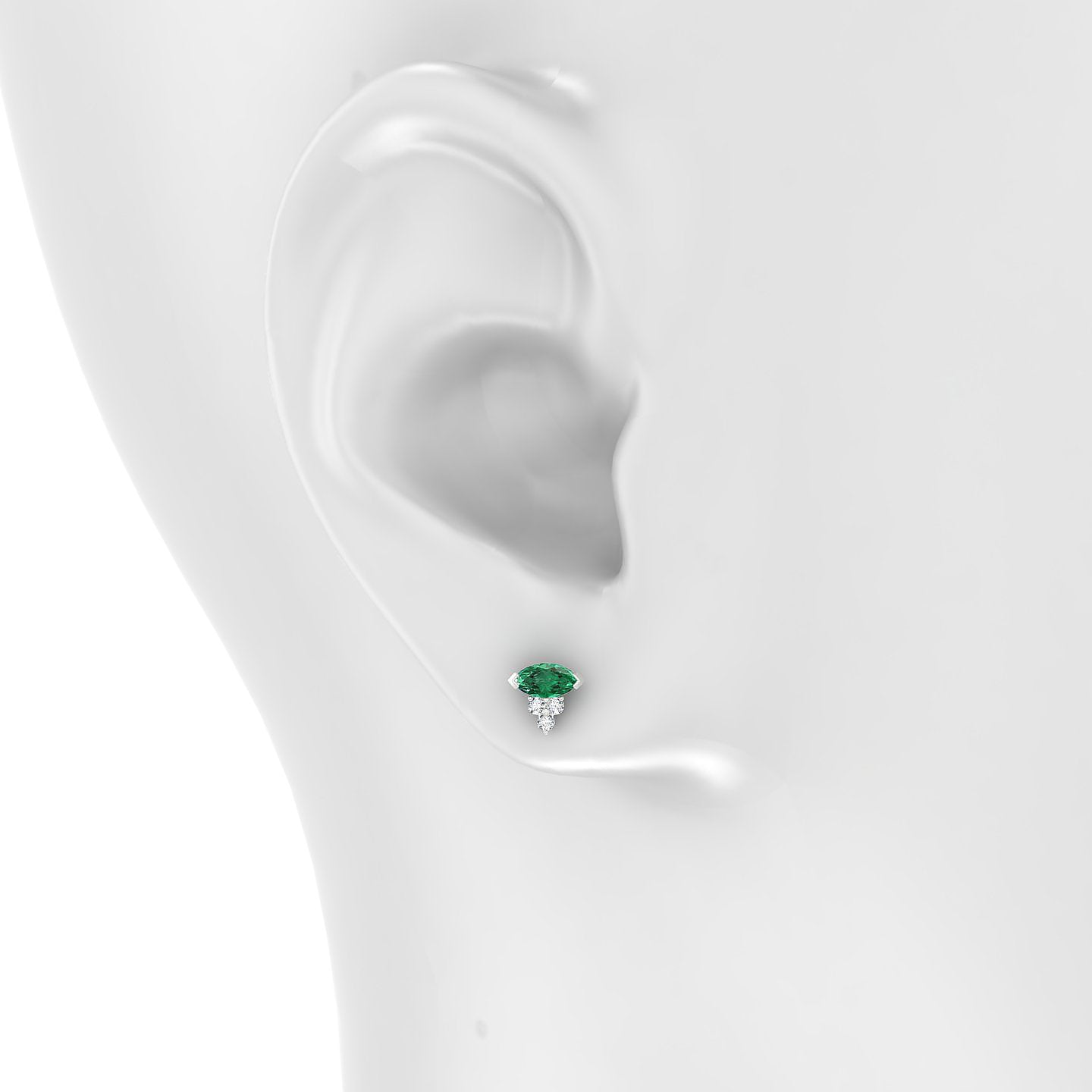 Oya | 18k White Gold 5 mm 7 mm Emerald & Diamond Piercing