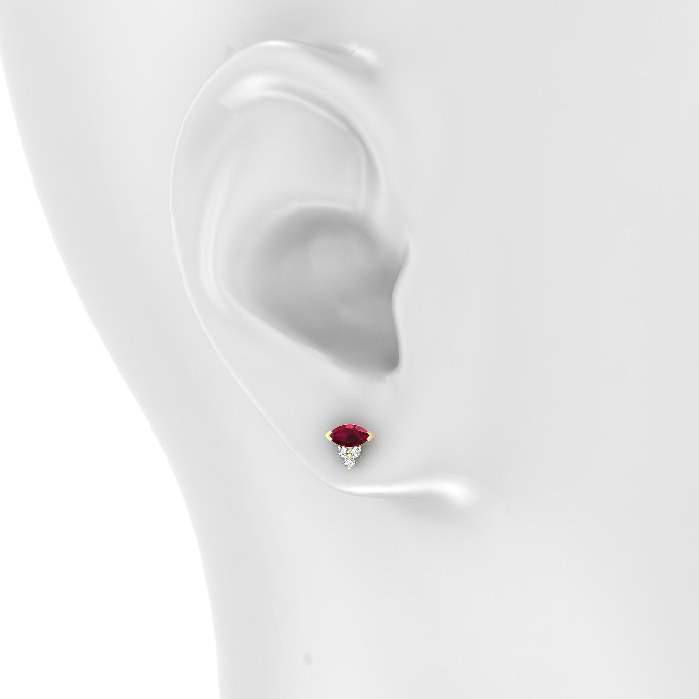 Oya | 18k Yellow Gold 5 mm 7 mm Ruby & Diamond Piercing