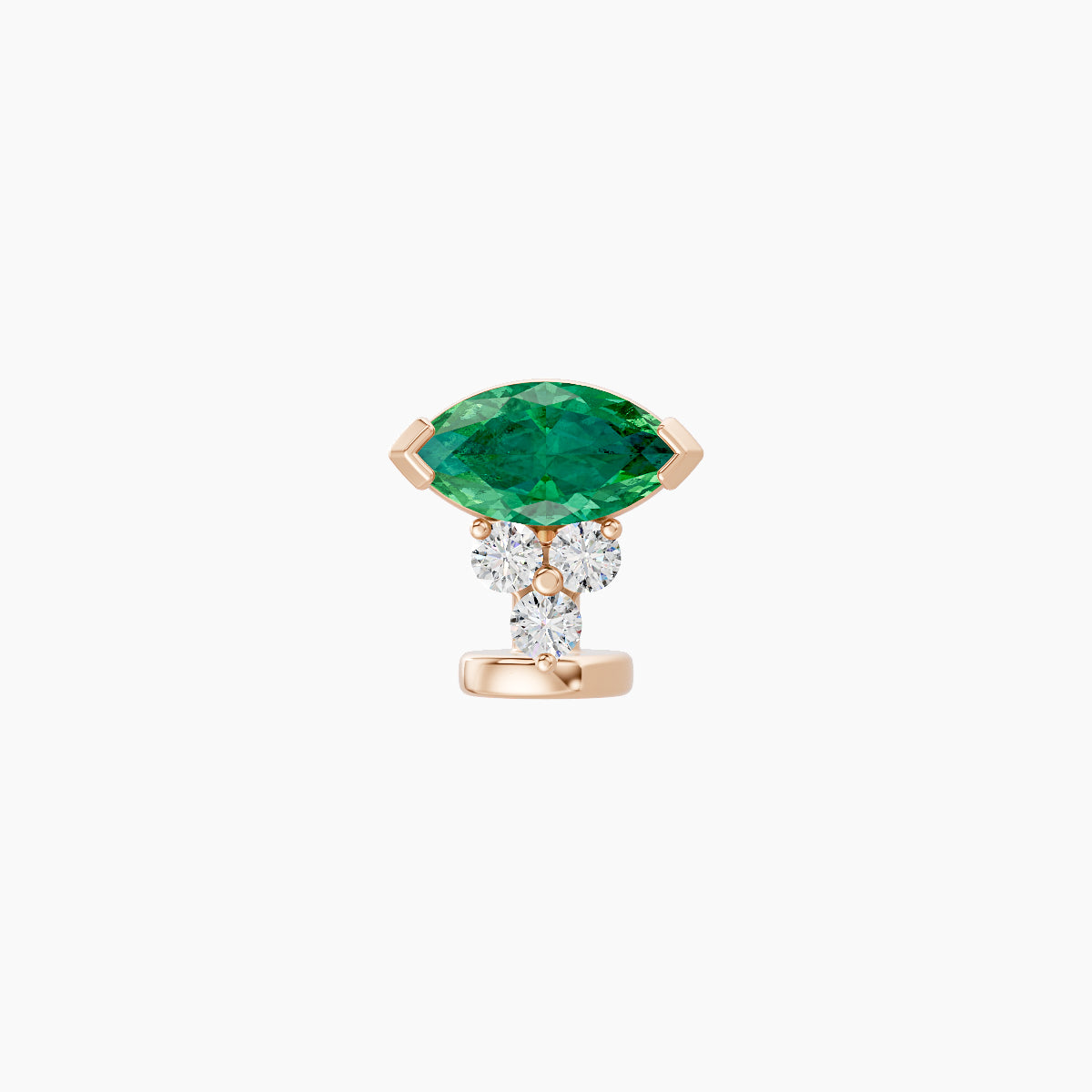 Oya | 18k Rose Gold 6 mm 7 mm Emerald & Diamond Floating Navel Piercing
