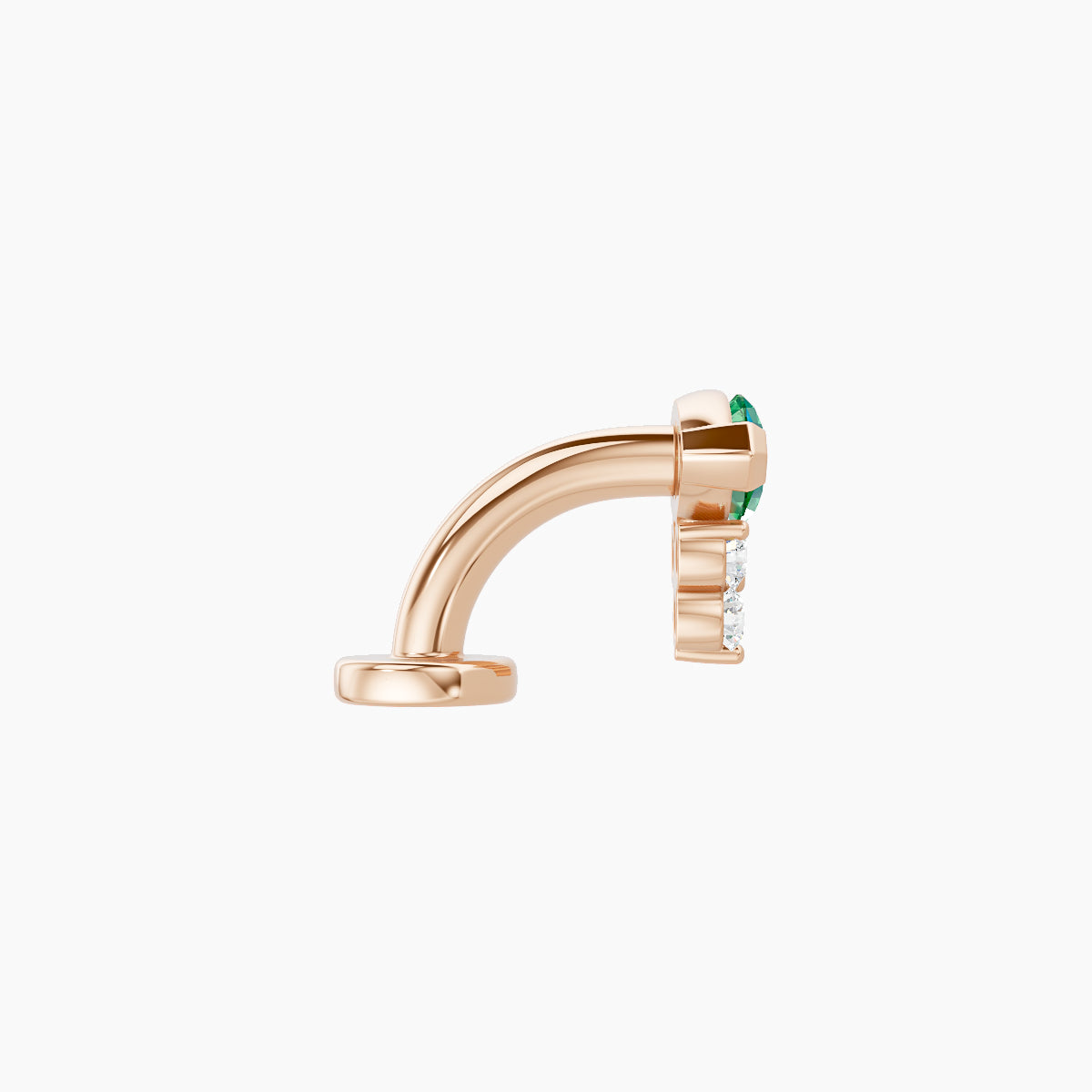 Oya | 18k Rose Gold 6 mm 7 mm Emerald & Diamond Floating Navel Piercing