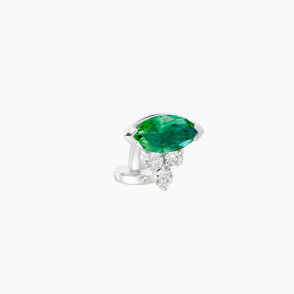 Oya | 18k White Gold 6 mm 7 mm Emerald & Diamond Floating Navel Piercing