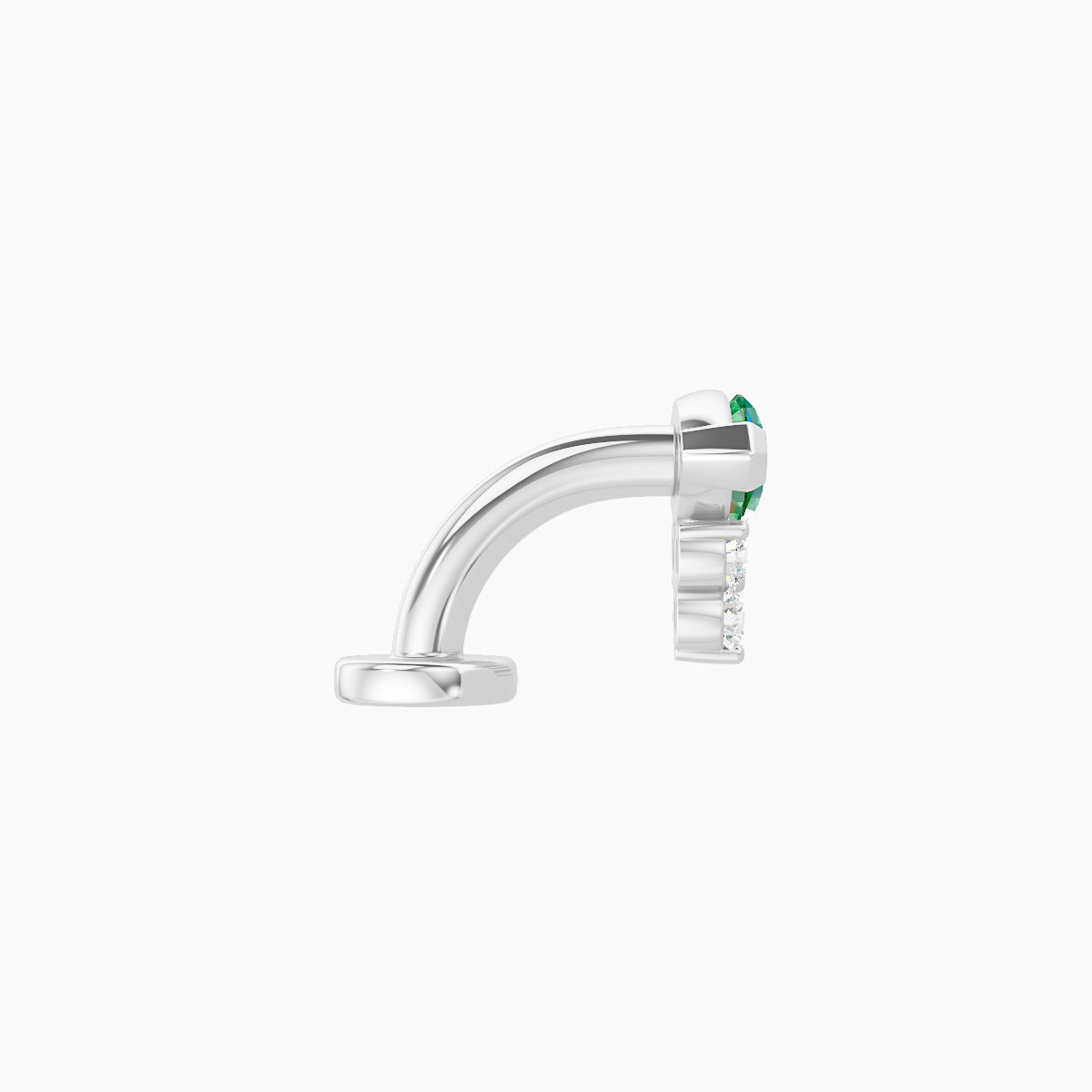 Oya | 18k White Gold 6 mm 7 mm Emerald & Diamond Floating Navel Piercing