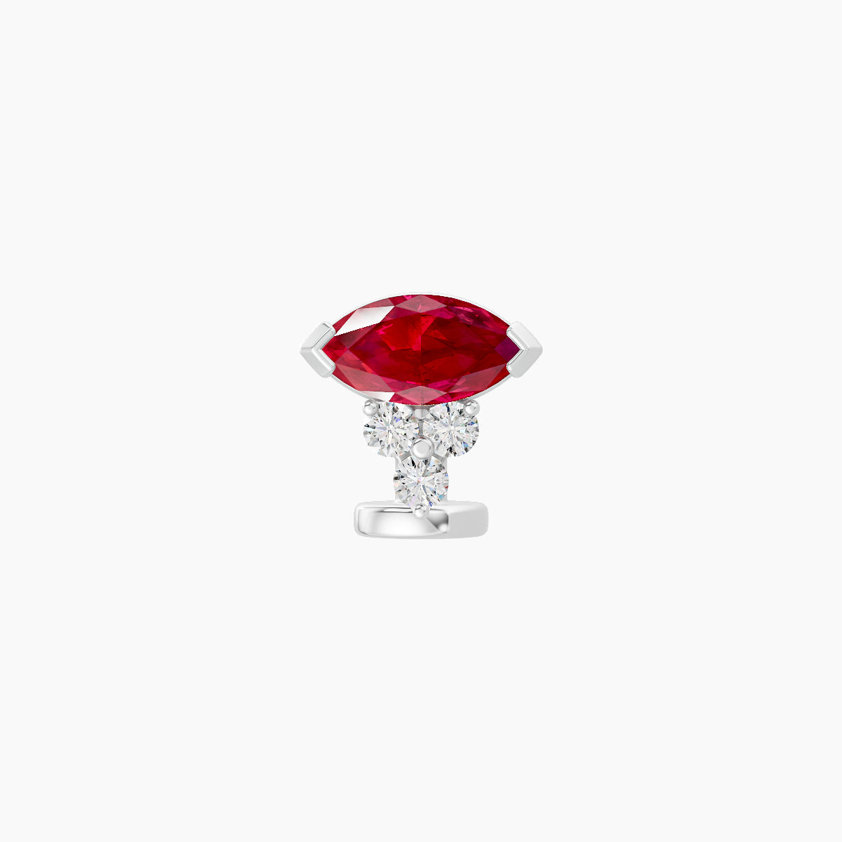 Oya | 18k White Gold 6 mm 7 mm Ruby & Diamond Floating Navel Piercing