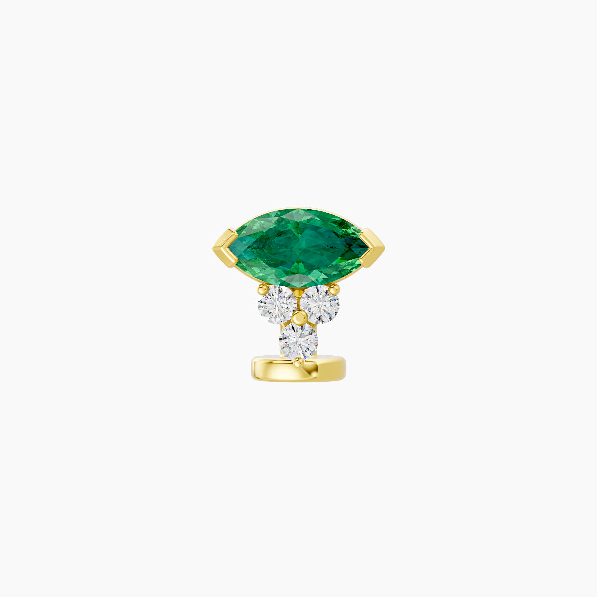 Oya | 18k Yellow Gold 6 mm 7 mm Emerald & Diamond Floating Navel Piercing