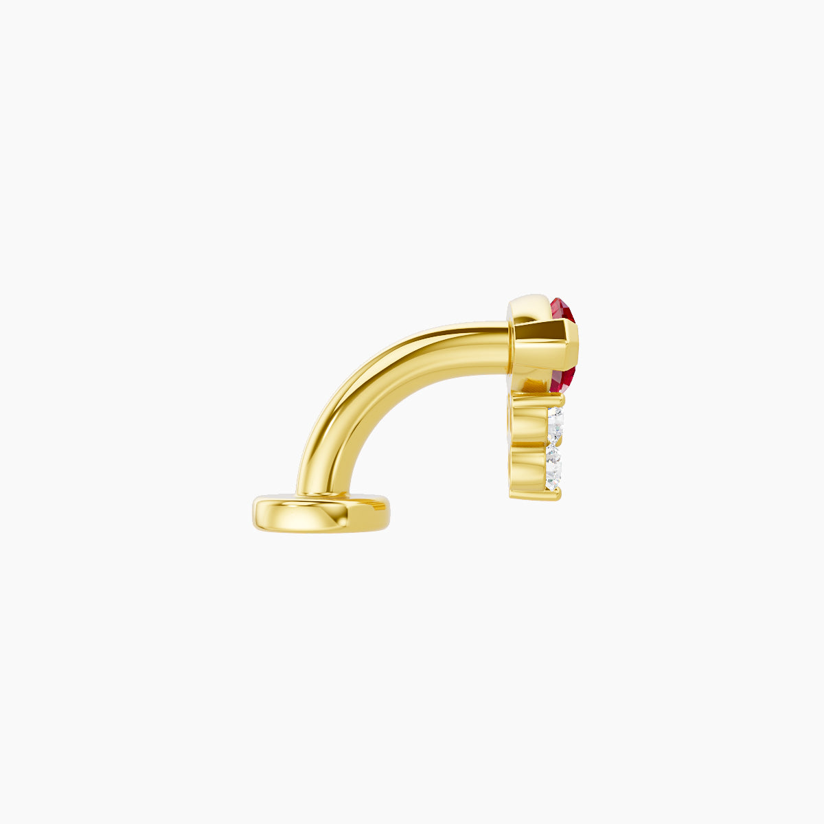 Oya | 18k Yellow Gold 6 mm 7 mm Ruby & Diamond Floating Navel Piercing
