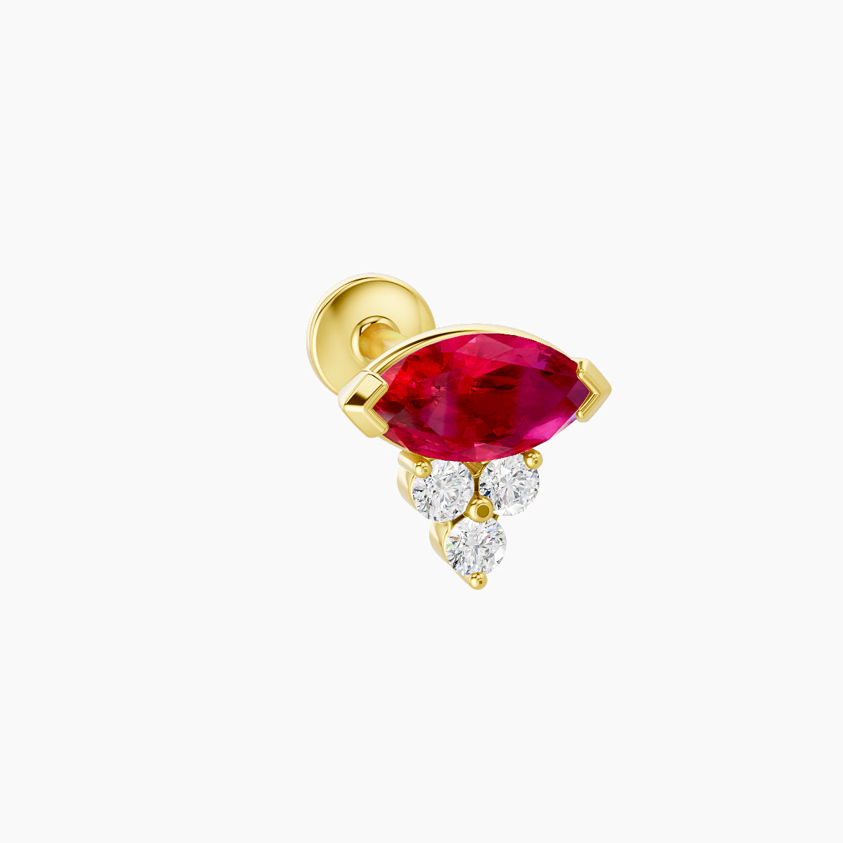 Oya | 18k Yellow Gold 6.5 mm 7 mm Ruby & Diamond Nose Piercing
