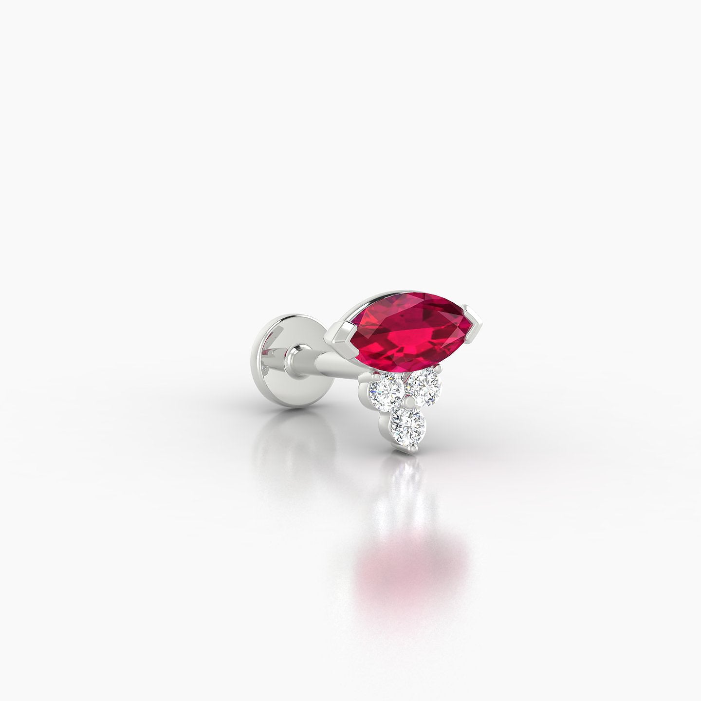 Oya | 18k White Gold 6.5 mm 7 mm Ruby & Diamond Nostril Piercing