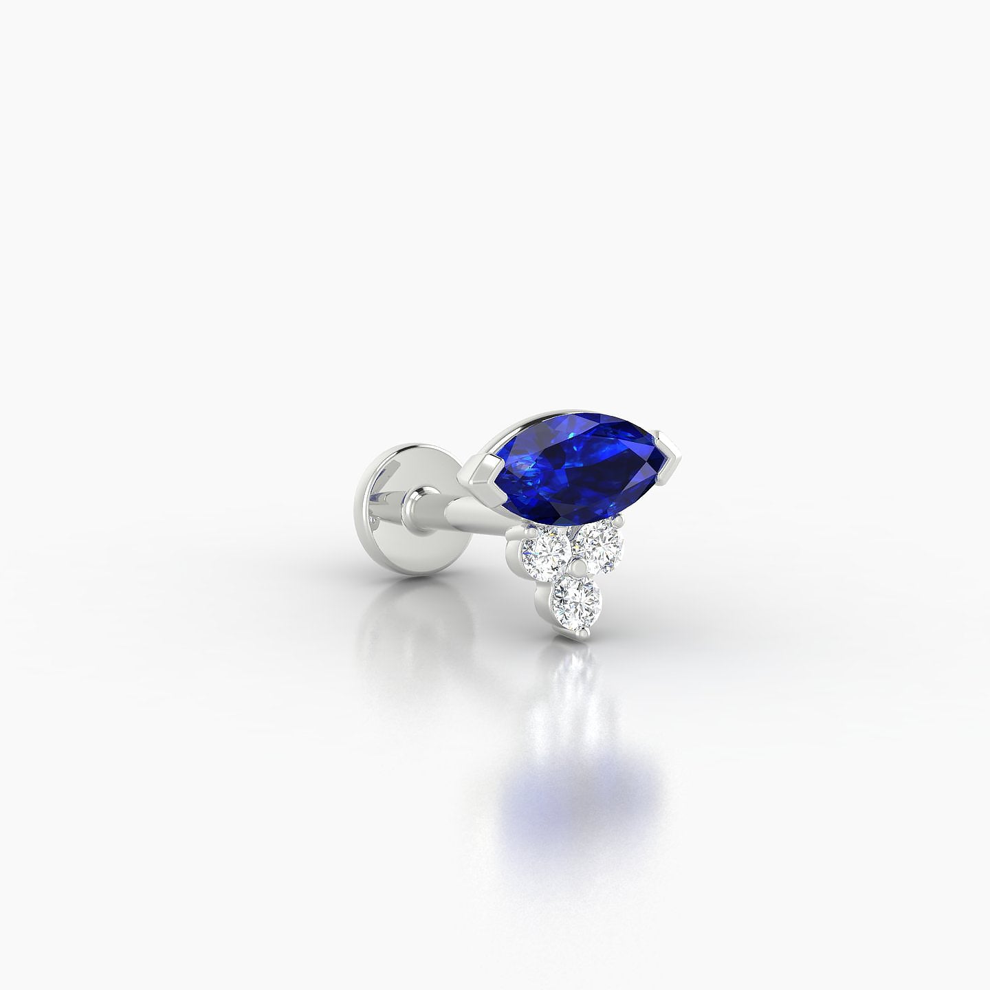 Oya | 18k White Gold 6.5 mm 7 mm Sapphire & Diamond Nostril Piercing