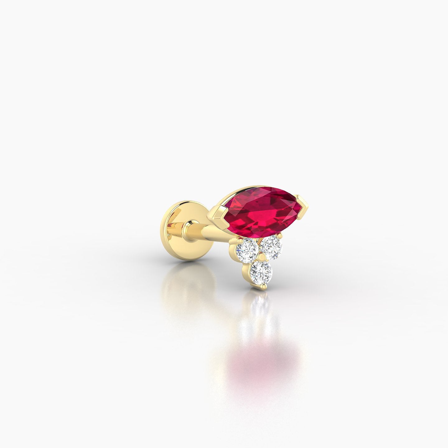 Oya | 18k Yellow Gold 6.5 mm 7 mm Ruby & Diamond Nostril Piercing