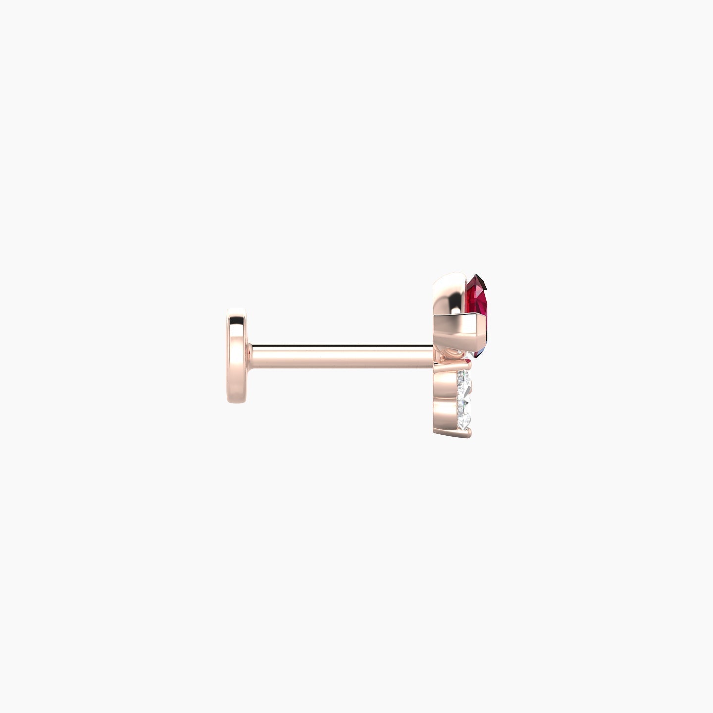 Oya | 18k Rose Gold 6.5 mm 7 mm Ruby & Diamond Nostril Piercing