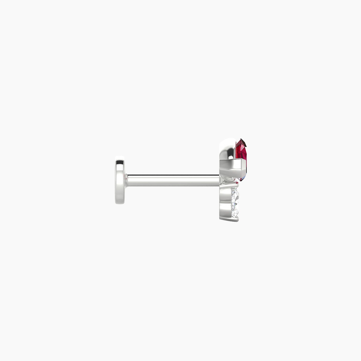 Oya | 18k White Gold 6.5 mm 7 mm Ruby & Diamond Nostril Piercing