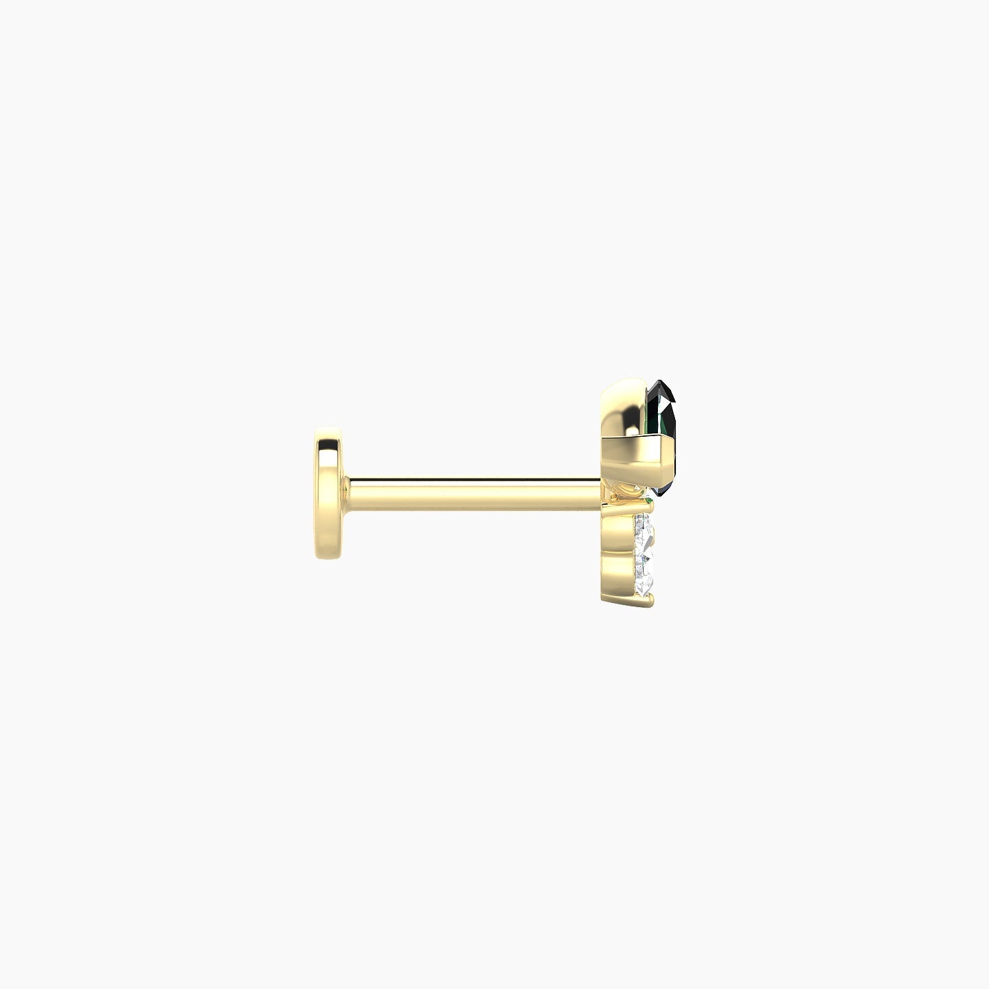 Oya | 18k Yellow Gold 6.5 mm 7 mm Emerald & Diamond Nostril Piercing