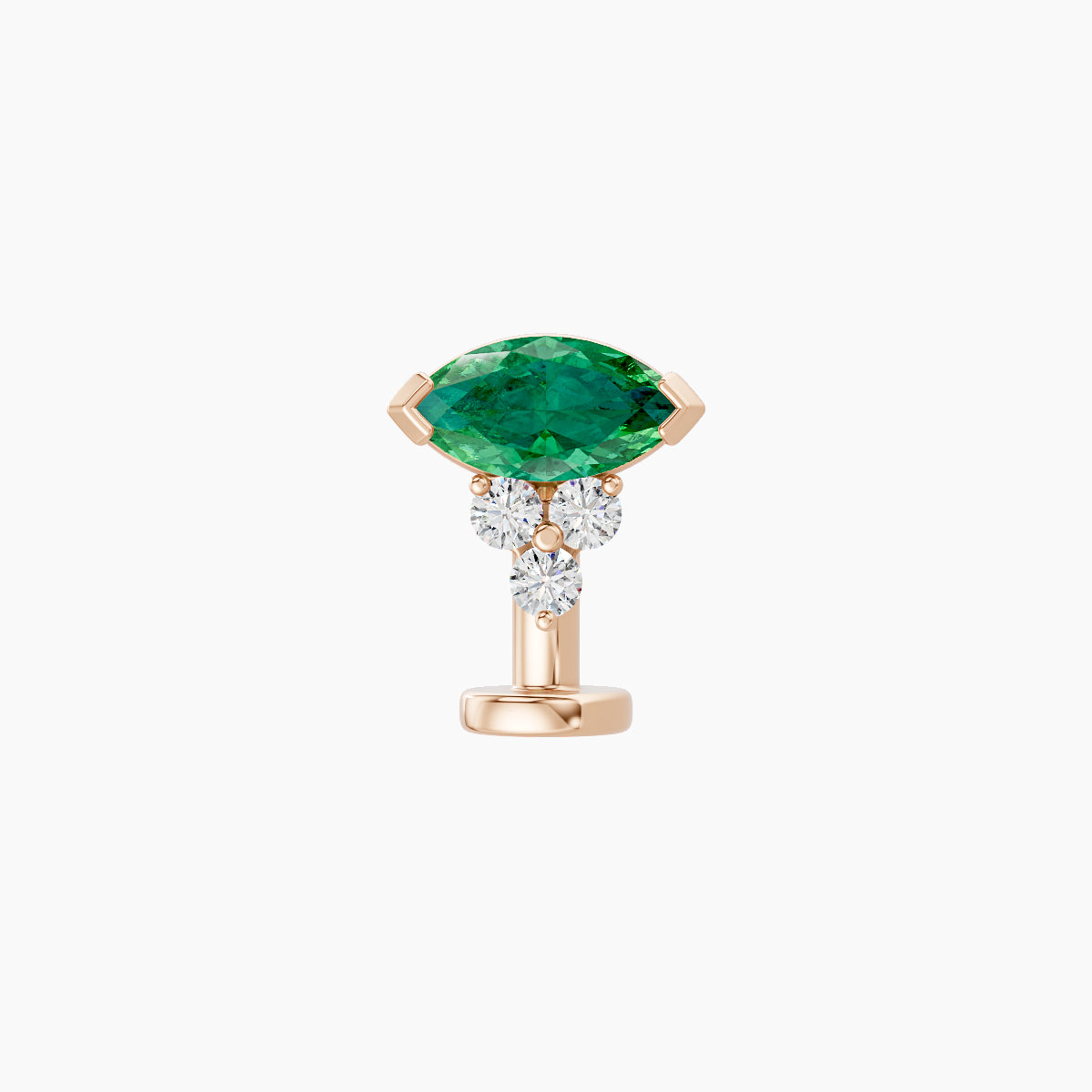 Oya | 18k Rose Gold 8 mm 7 mm Emerald & Diamond Floating Navel Piercing
