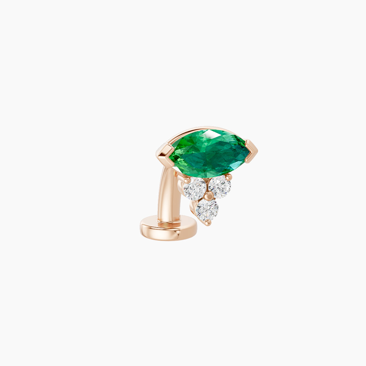 Oya | 18k Rose Gold 8 mm 7 mm Emerald & Diamond Floating Navel Piercing