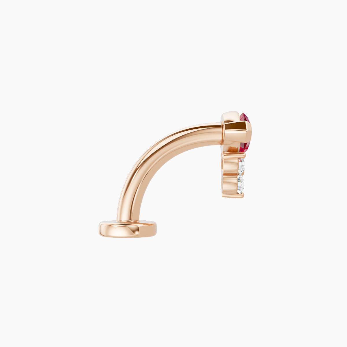 Oya | 18k Rose Gold 8 mm 7 mm Ruby & Diamond Floating Navel Piercing