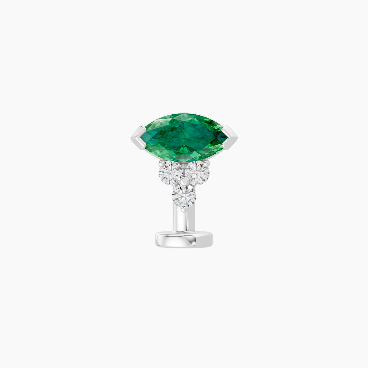 Oya | 18k White Gold 8 mm 7 mm Emerald & Diamond Floating Navel Piercing