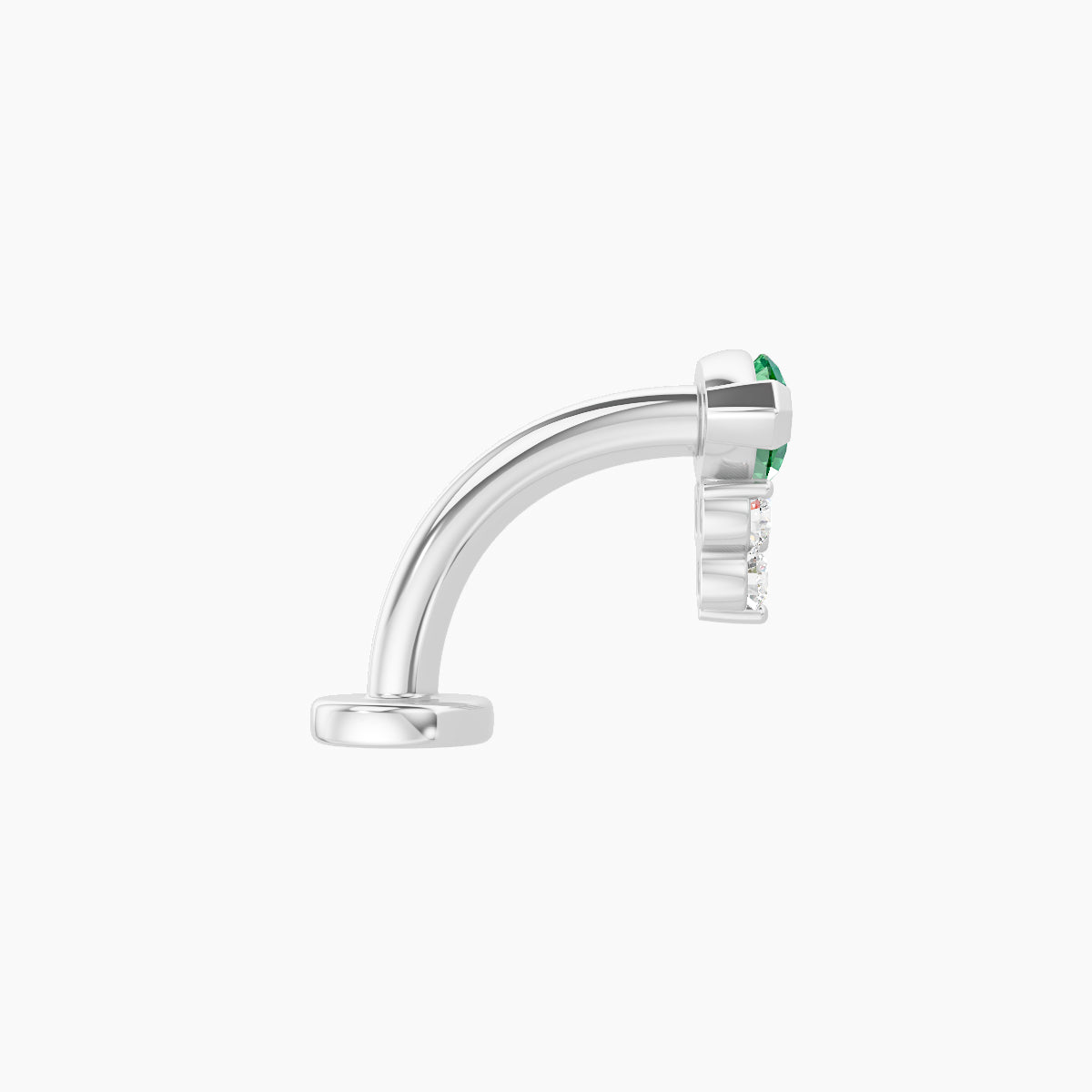 Oya | 18k White Gold 8 mm 7 mm Emerald & Diamond Floating Navel Piercing