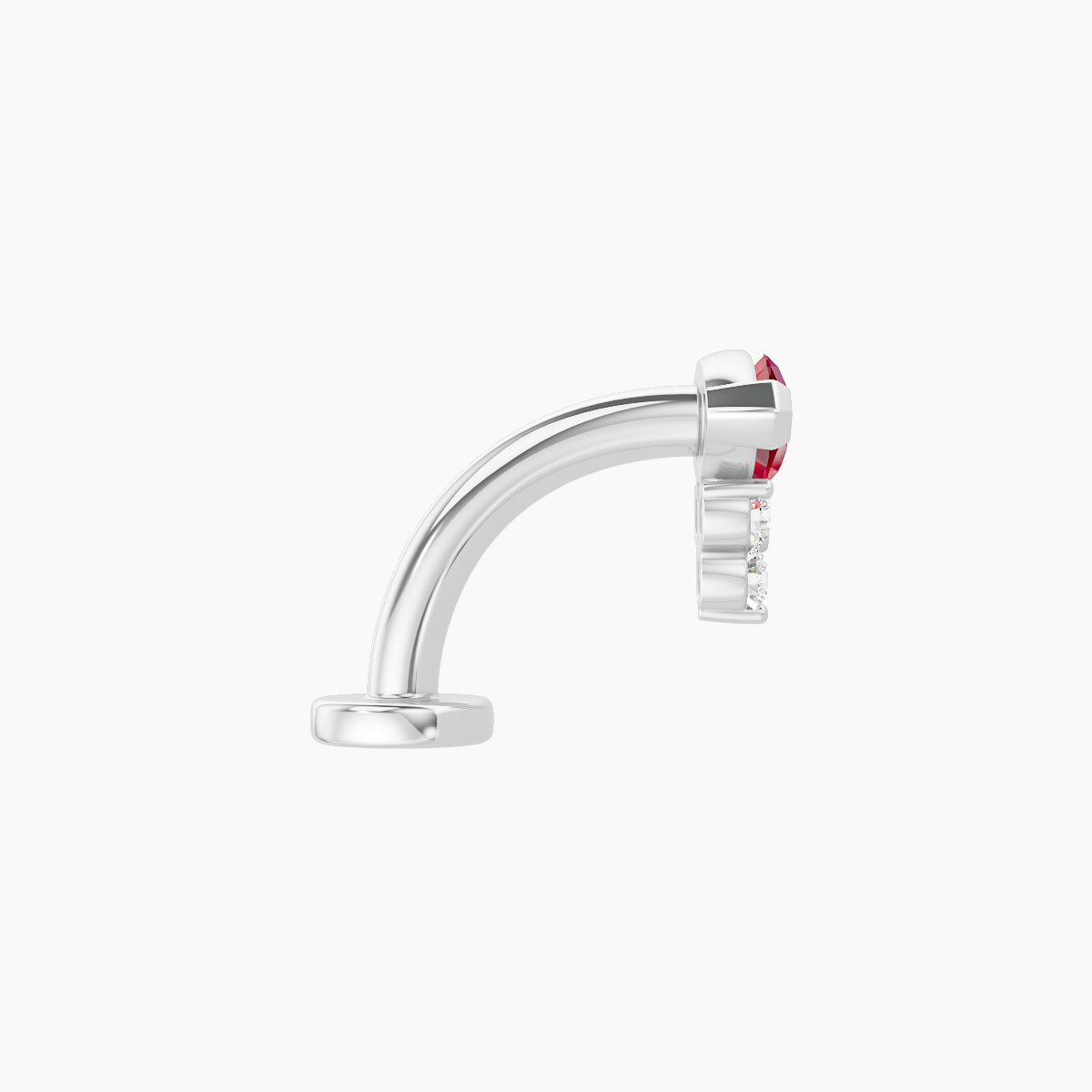 Oya | 18k White Gold 8 mm 7 mm Ruby & Diamond Floating Navel Piercing