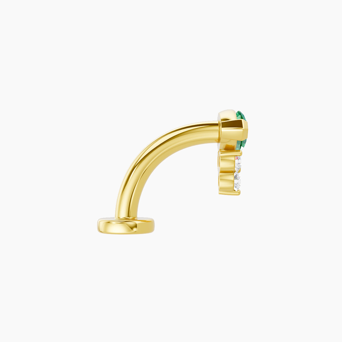Oya | 18k Yellow Gold 8 mm 7 mm Emerald & Diamond Floating Navel Piercing