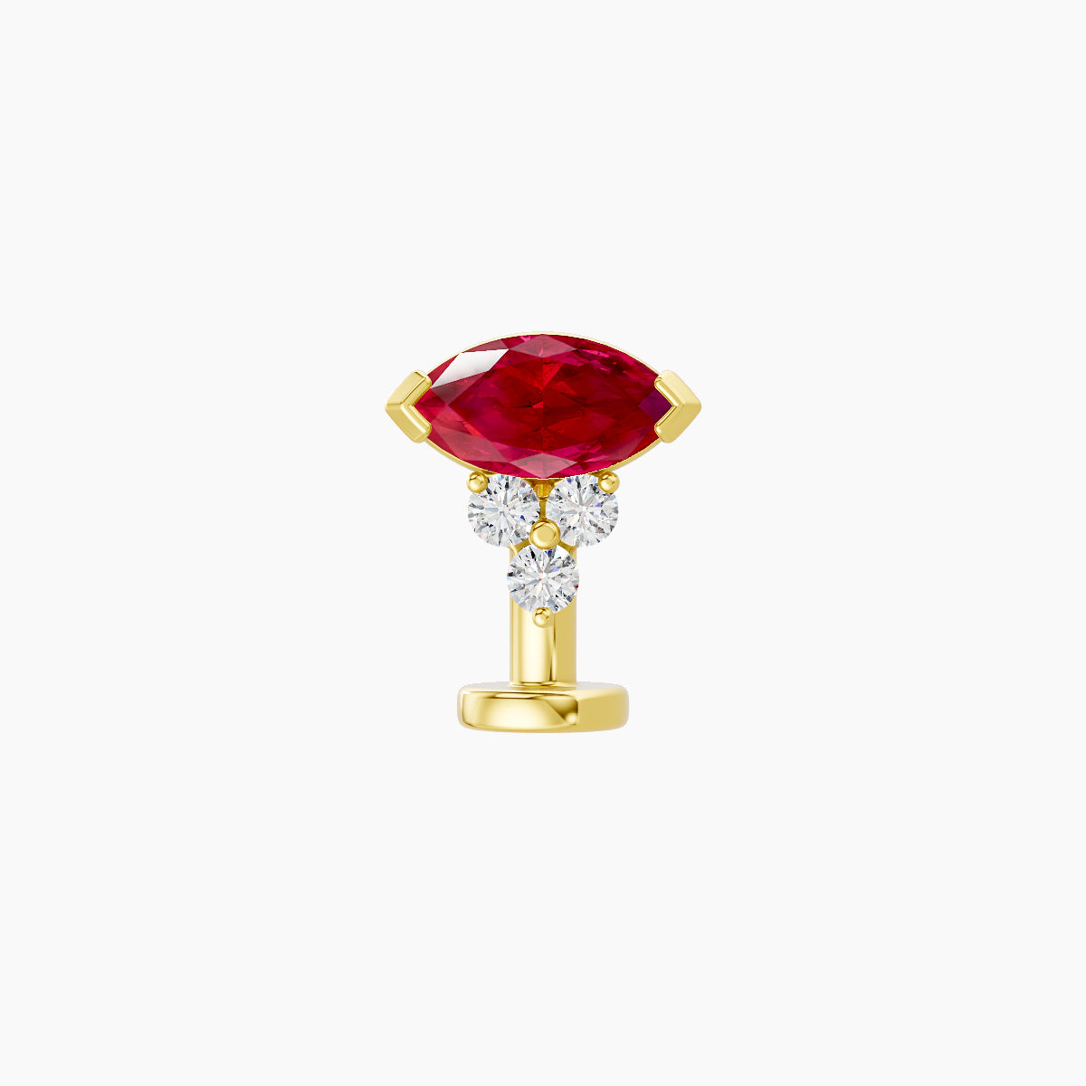 Oya | 18k Yellow Gold 8 mm 7 mm Ruby & Diamond Floating Navel Piercing