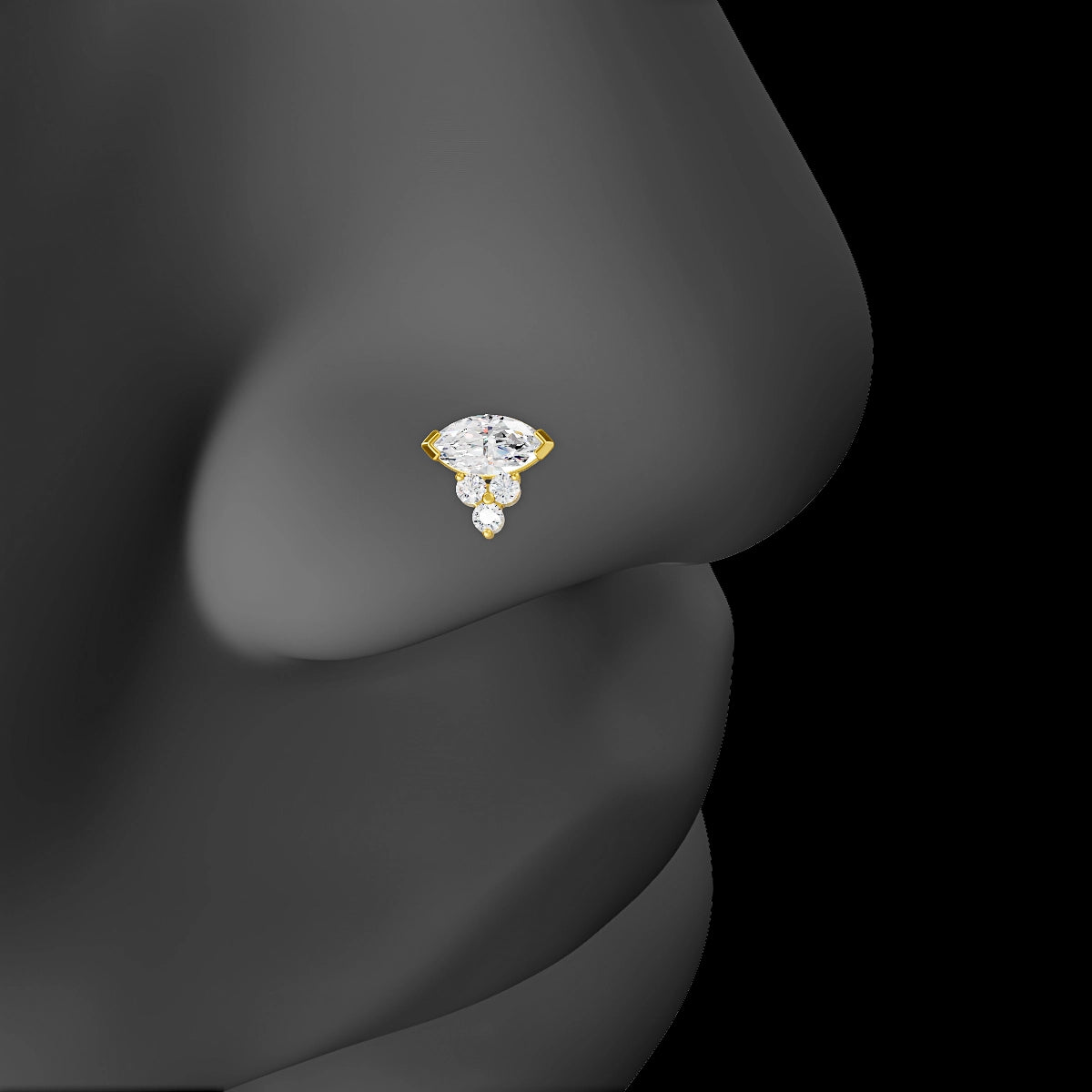 Oya | 18k Yellow Gold 7 mm 8 mm Diamond Nose Piercing
