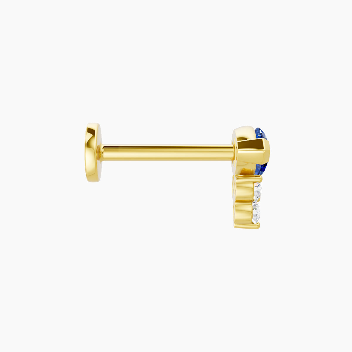 Oya | 18k Yellow Gold 8 mm 7 mm Sapphire & Diamond Nose Piercing