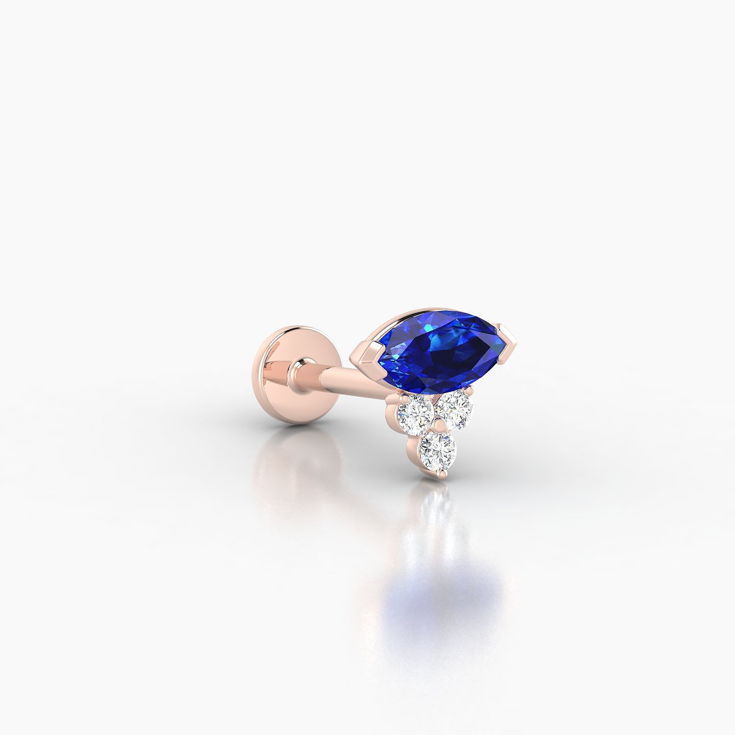 Oya | 18k Rose Gold 8 mm 7 mm Sapphire & Diamond Nostril Piercing