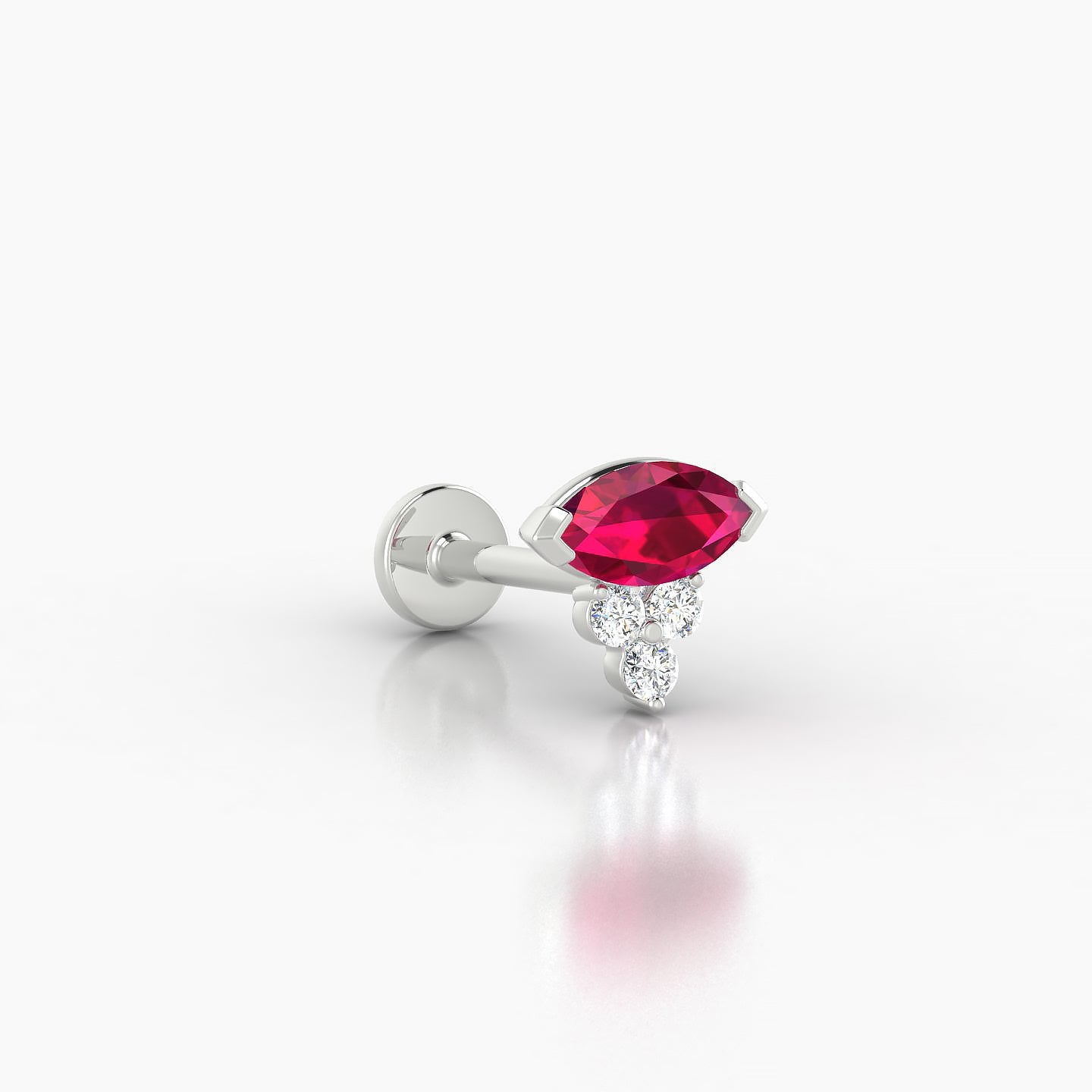 Oya | 18k White Gold 8 mm 7 mm Ruby & Diamond Nostril Piercing