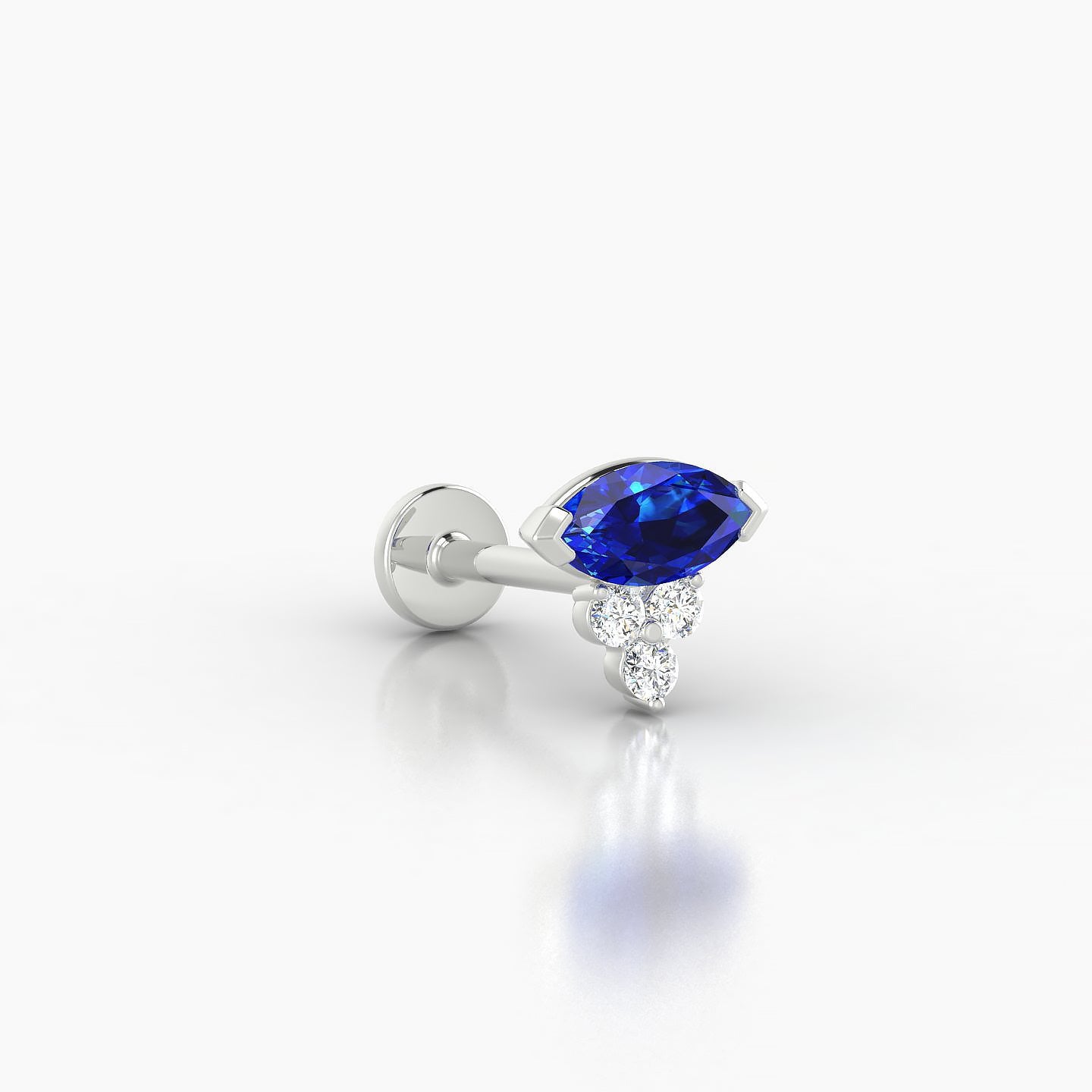 Oya | 18k White Gold 8 mm 7 mm Sapphire & Diamond Nostril Piercing