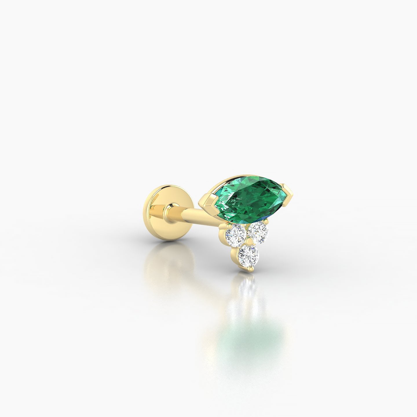 Oya | 18k Yellow Gold 8 mm 7 mm Emerald & Diamond Nostril Piercing