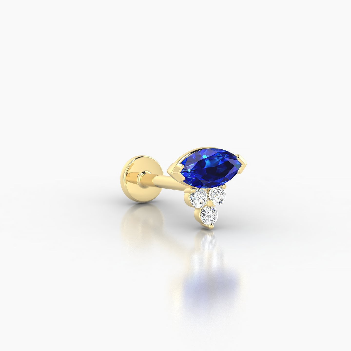 Oya | 18k Yellow Gold 8 mm 7 mm Sapphire & Diamond Nostril Piercing