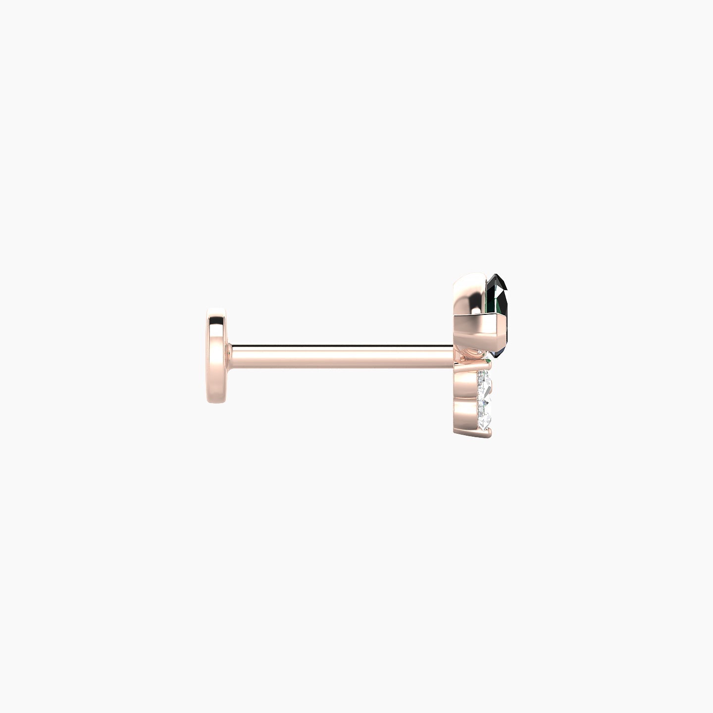 Oya | 18k Rose Gold 8 mm 7 mm Emerald & Diamond Nostril Piercing