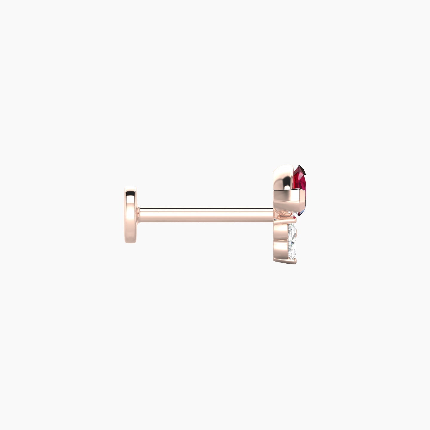 Oya | 18k Rose Gold 8 mm 7 mm Ruby & Diamond Nostril Piercing