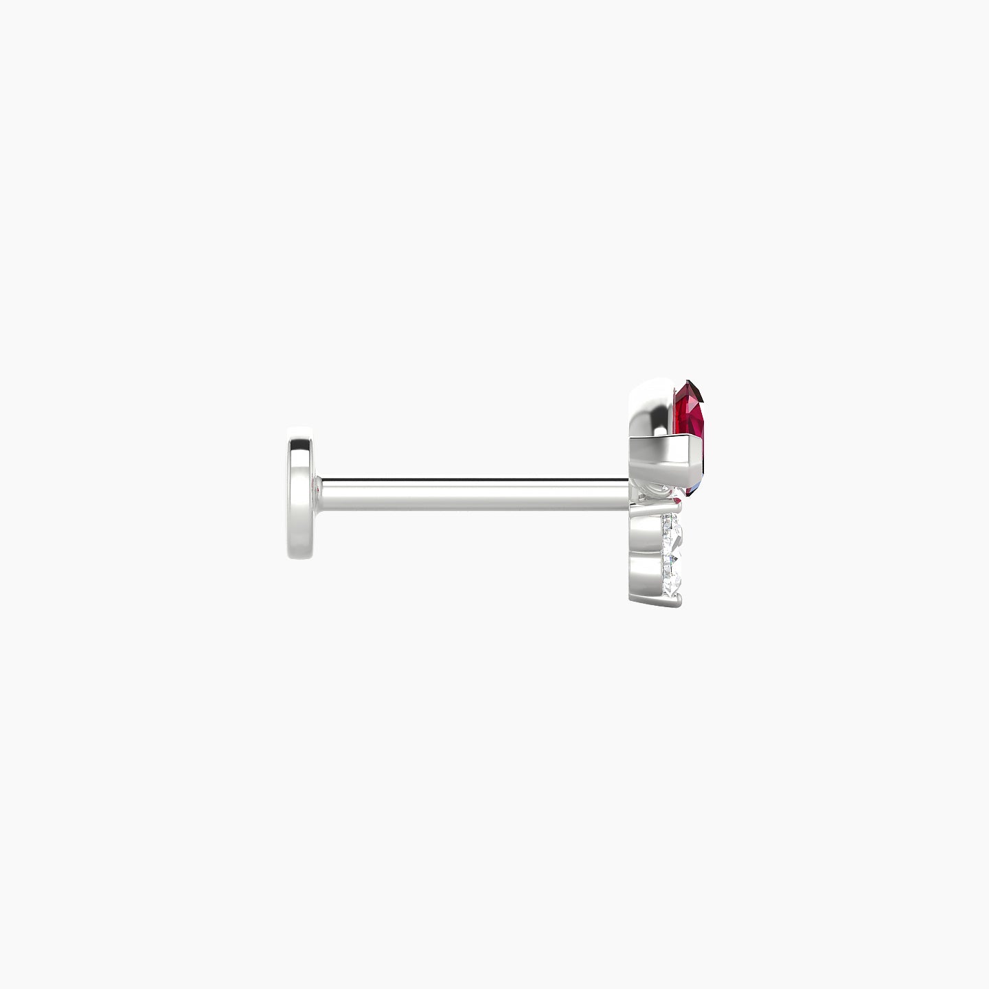 Oya | 18k White Gold 8 mm 7 mm Ruby & Diamond Nostril Piercing