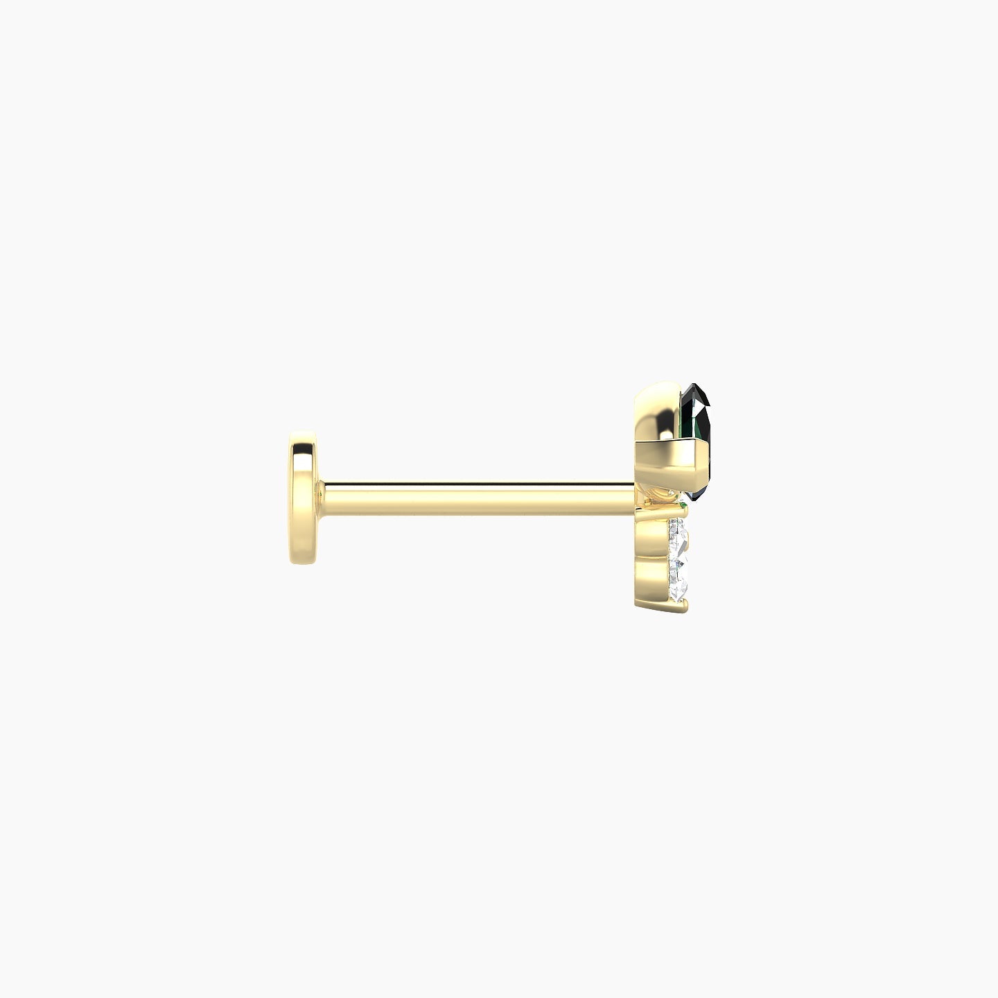 Oya | 18k Yellow Gold 8 mm 7 mm Emerald & Diamond Nostril Piercing