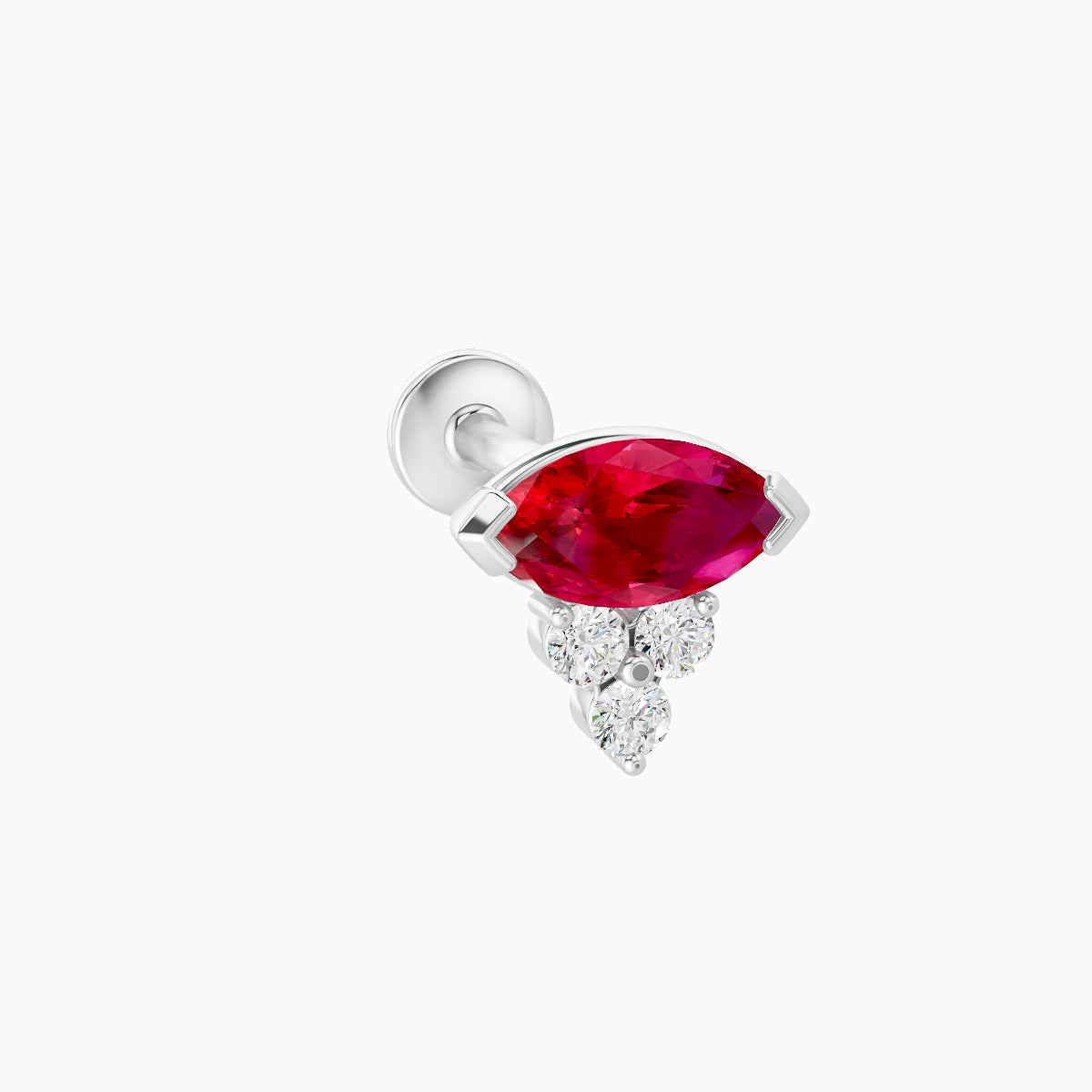 Oya | 18k White Gold 8 mm 7 mm Ruby & Diamond Piercing
