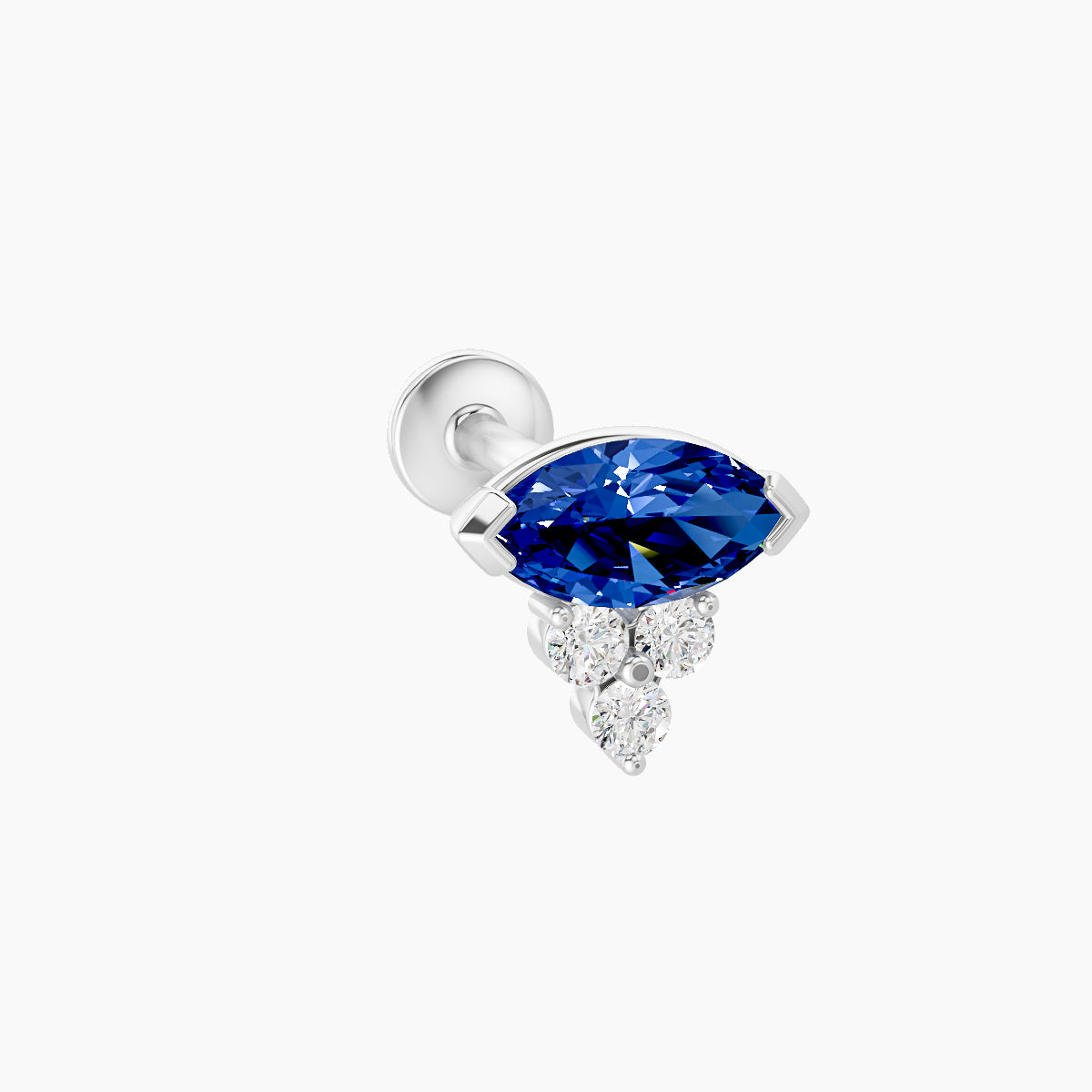Oya | 18k White Gold 8 mm 7 mm Sapphire & Diamond Piercing