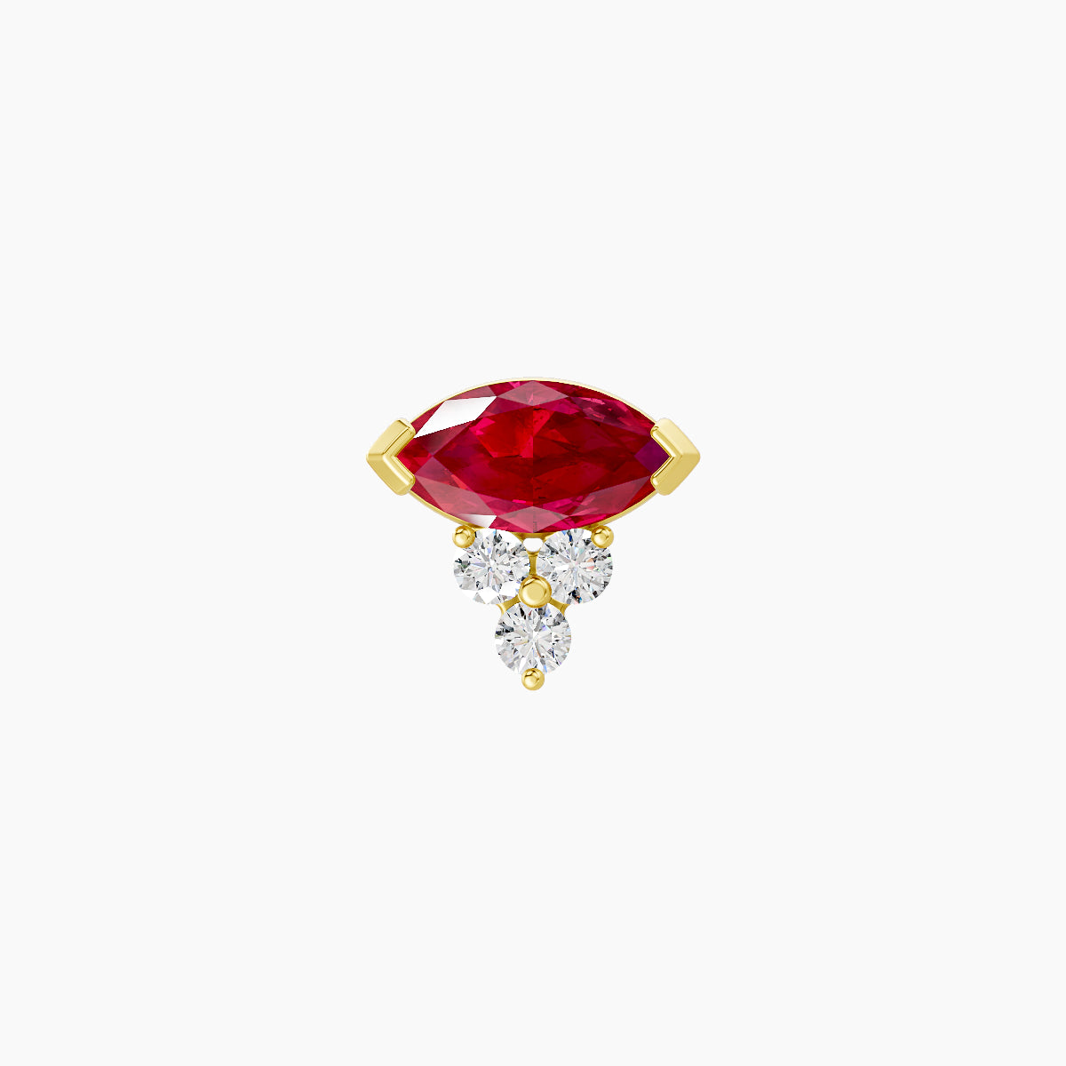 Oya | 18k Yellow Gold 8 mm 7 mm Ruby & Diamond Piercing