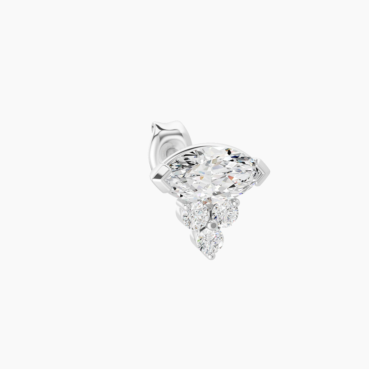 Oya | 18k White Gold 7 mm Diamond Earring