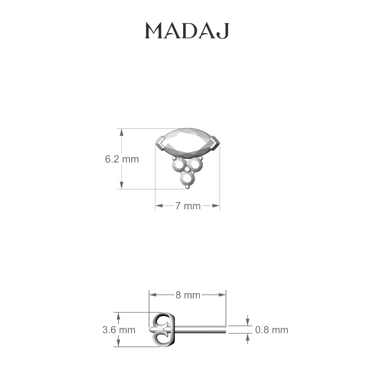 Oya | 18k White Gold 7 mm Diamond Earring