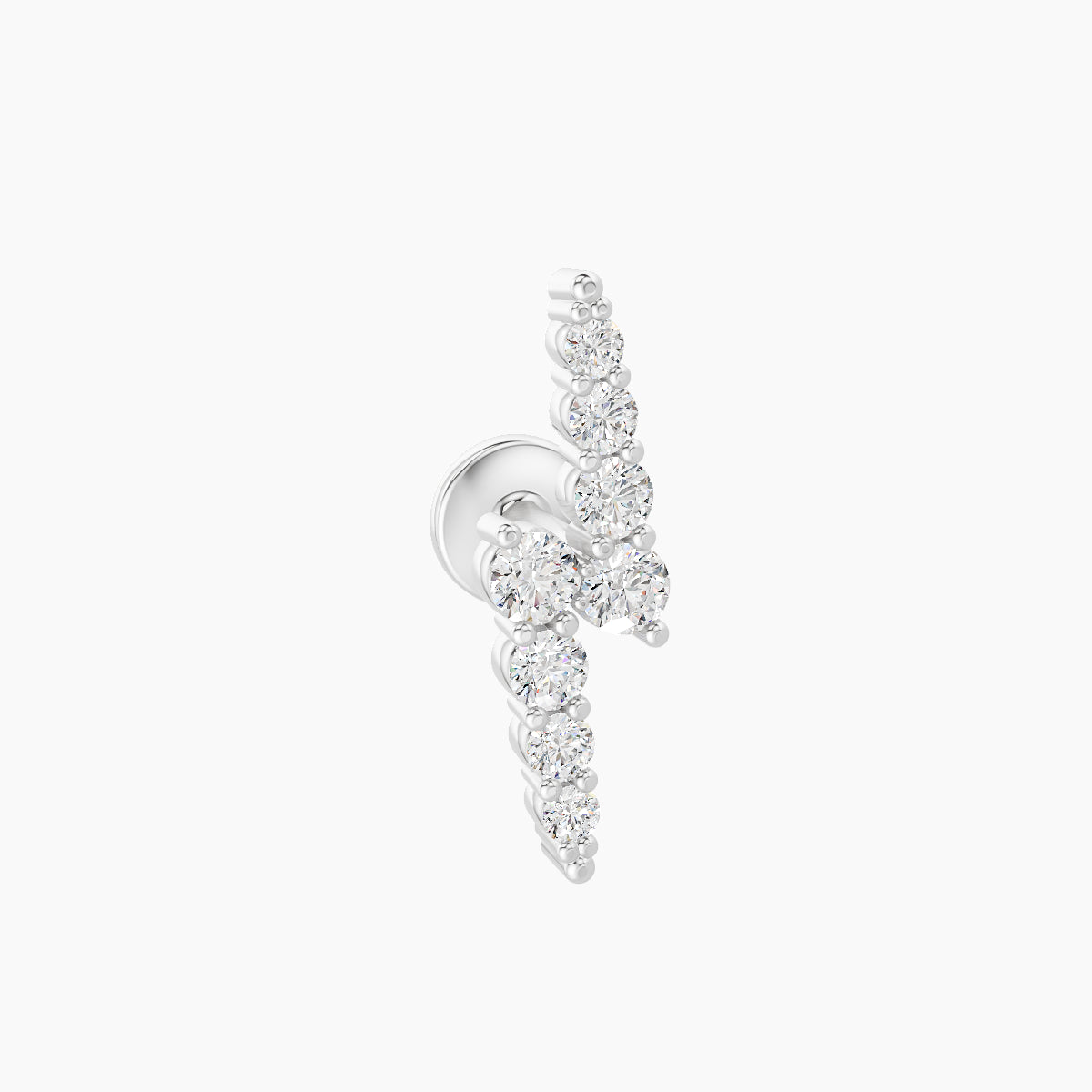 Phoebe | 18k White Gold 11.5 mm 5 mm Lightning Bolt Diamond Piercing