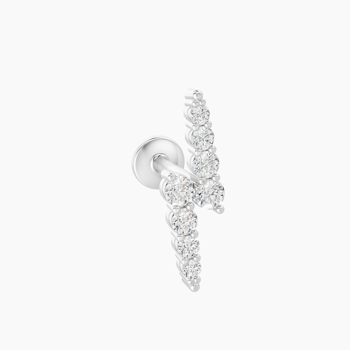 Phoebe | 18k White Gold 11.5 mm 8 mm Lightning Bolt Diamond Piercing